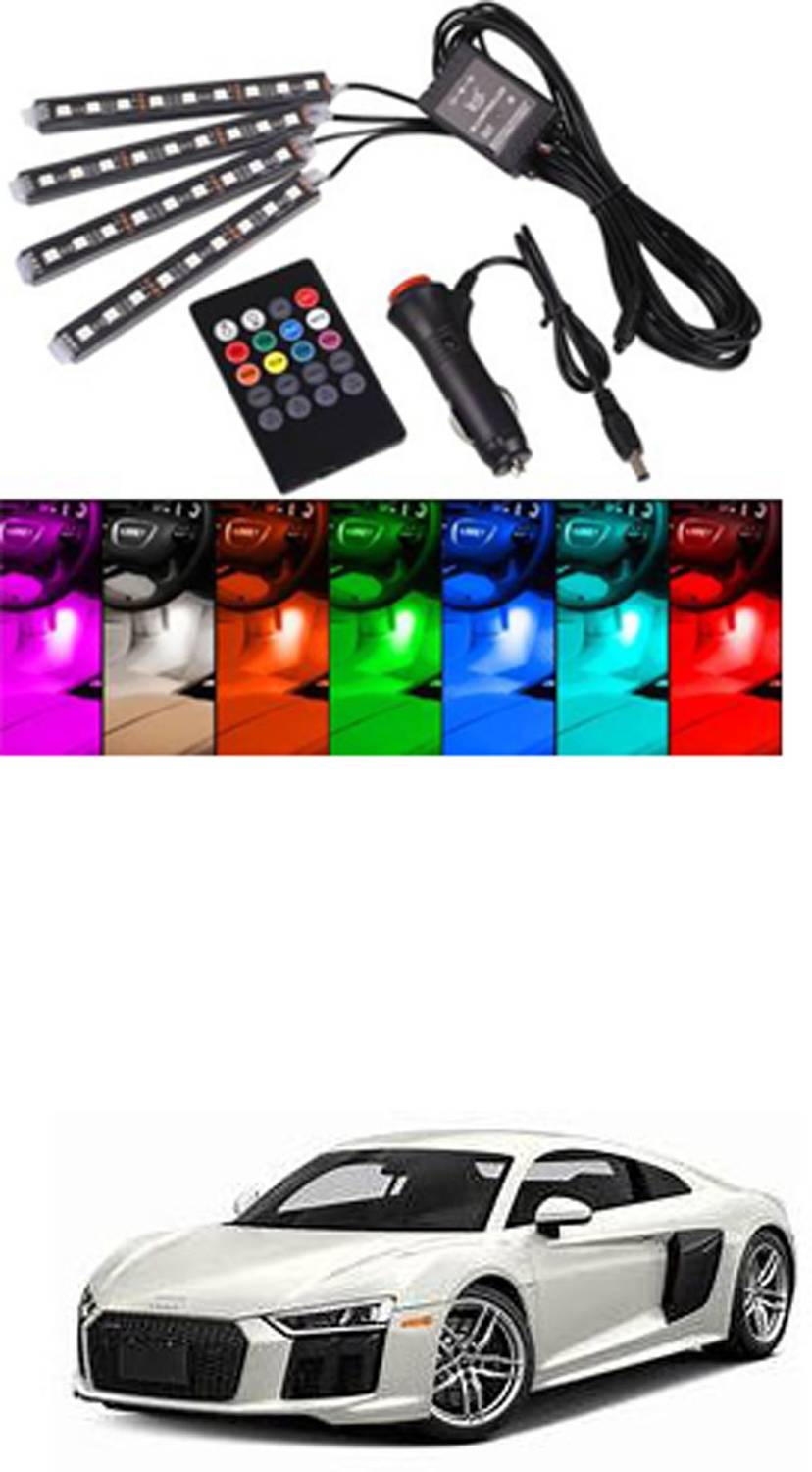 APICAL Atmosphere Lights Car LED Strip Light 4pcs 48 LED DC 12V Multicolor Music Car Interior Light LED Under Dash Lighting Kit with Sound Active Function and Wireless Remote Control Car Dashboard Lights (Multicolor)331 Dash Light Car LED for Audi (12 V, 75 W)