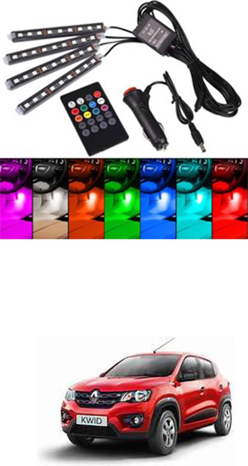 APICAL Atmosphere Lights Car LED Strip Light 4pcs 48 LED DC 12V Multicolor Music Car Interior Light LED Under Dash Lighting Kit with Sound Active Function and Wireless Remote Control Car Dashboard Lights (Multicolor)242 Dash Light Car LED for Renault (12 V, 75 W)