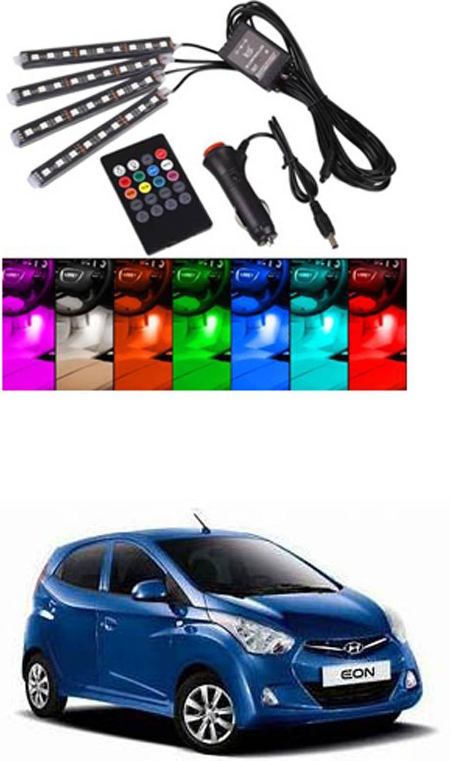 APICAL Atmosphere Lights Car LED Strip Light 4pcs 48 LED DC 12V Multicolor Music Car Interior Light LED Under Dash Lighting Kit with Sound Active Function and Wireless Remote Control Car Dashboard Lights (Multicolor)147 Dash Light Car LED for Hyundai (12 V, 75 W)