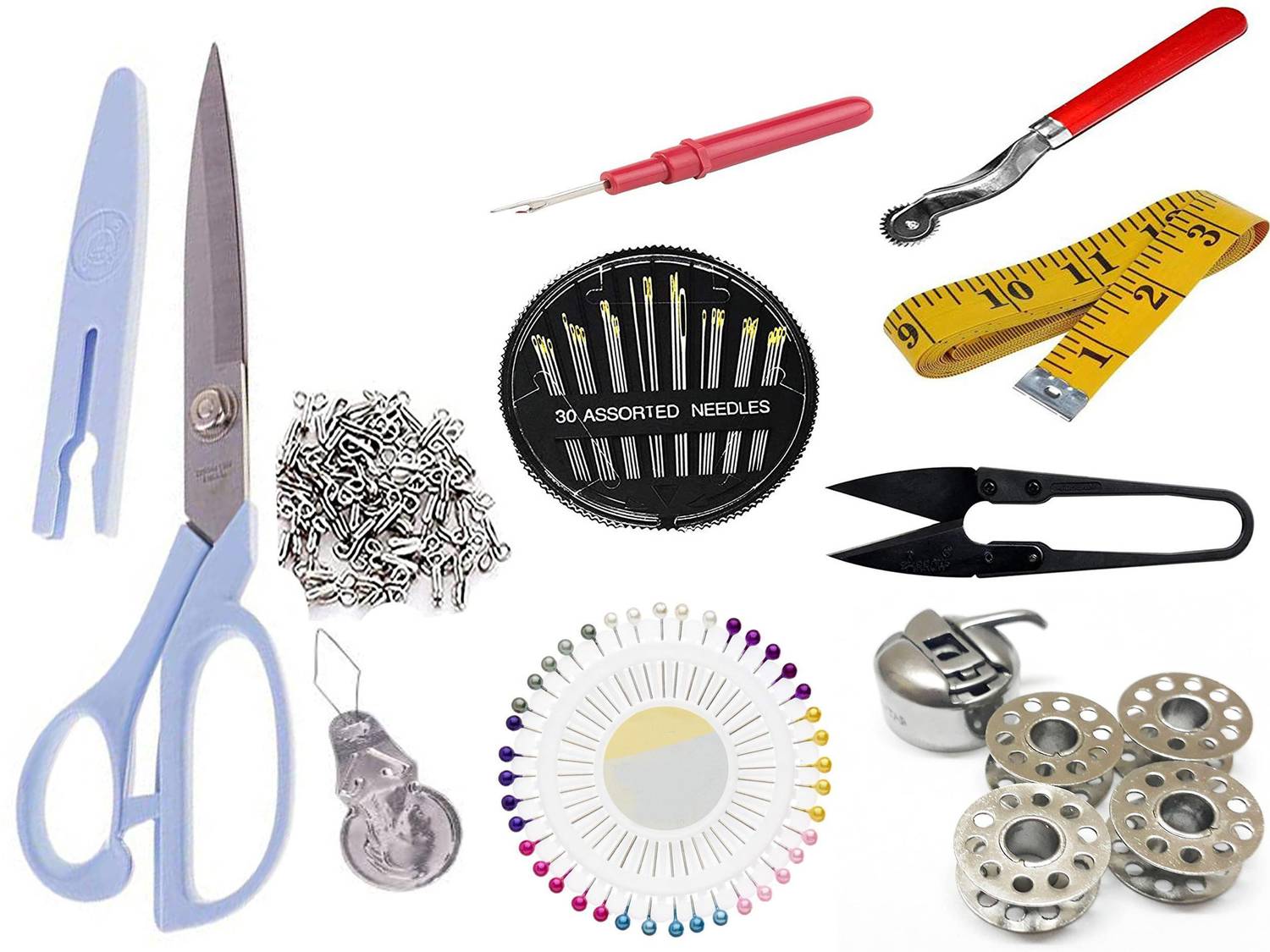 IKIS Sewing Kit - 11 in 1- Thread Cutter/Sewing Needles/Seam Ripper/Tracing Wheel/Measuring Tape / Scissors Sewing Kit