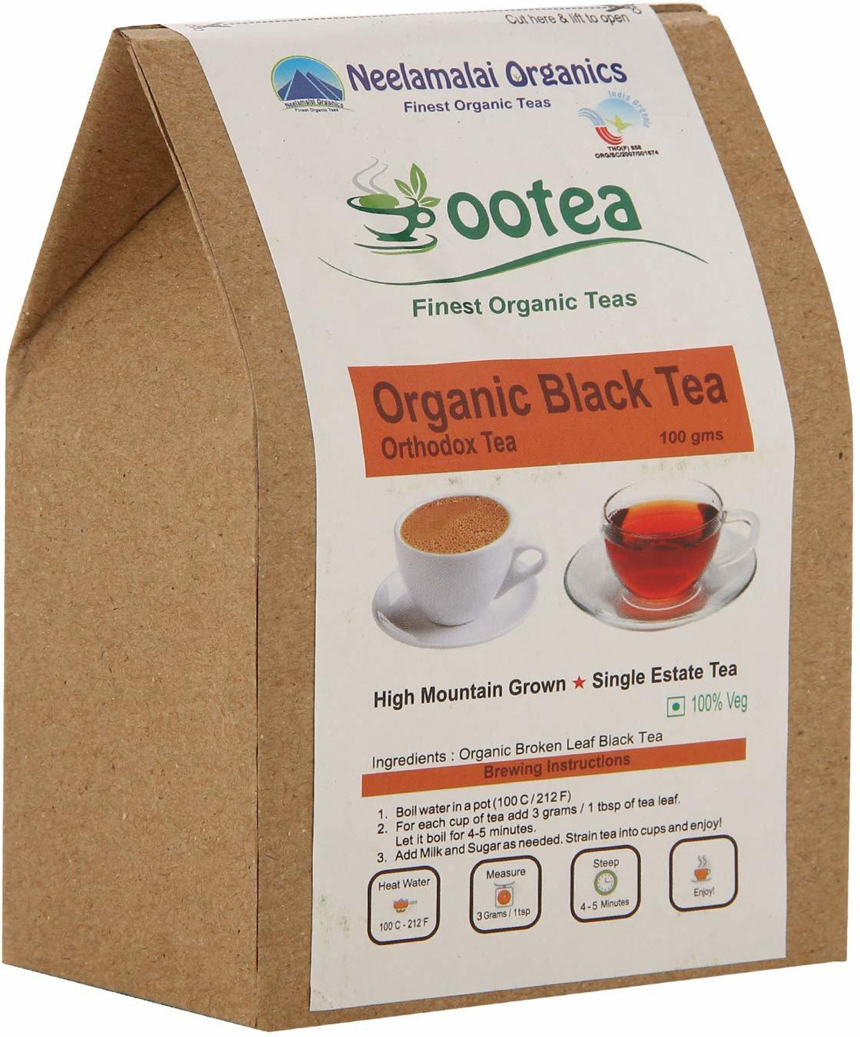 Image of Ootea Organic Black Tea Powder, 100 grams (Small Broken leaves /BOP grade) Black Tea Box