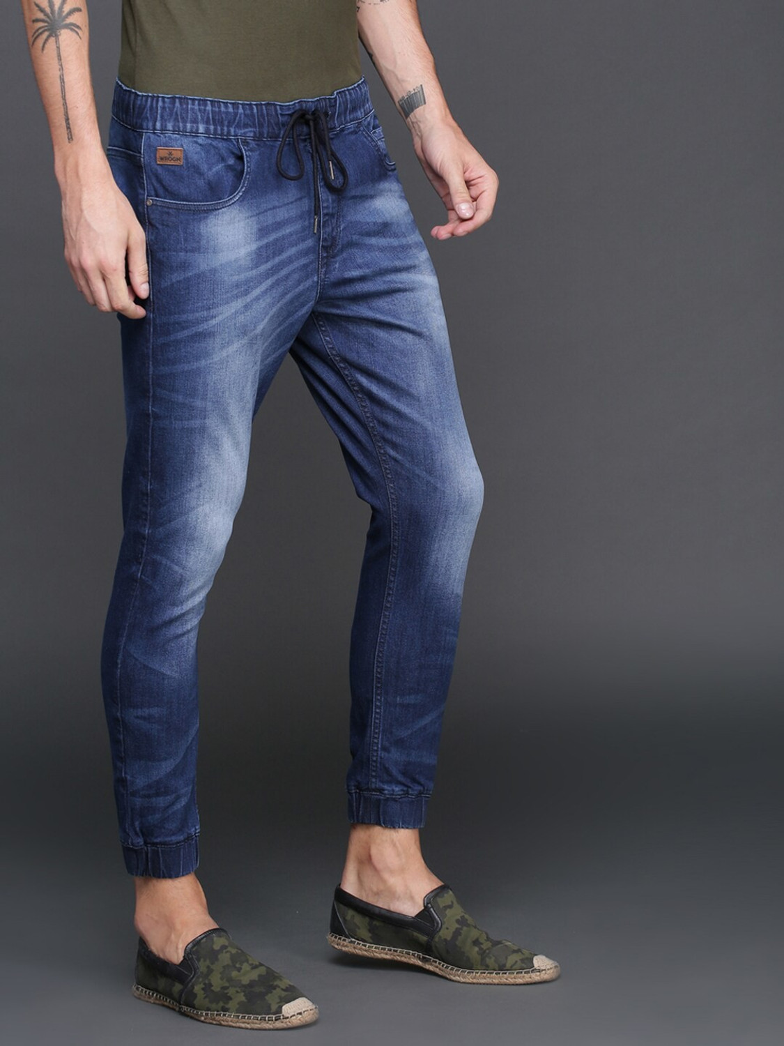 Image of WROGN Jogger Fit Men Blue Jeans