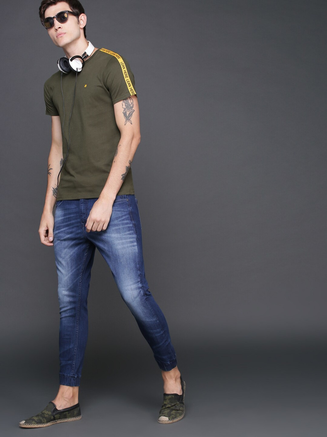 Image of WROGN Jogger Fit Men Blue Jeans