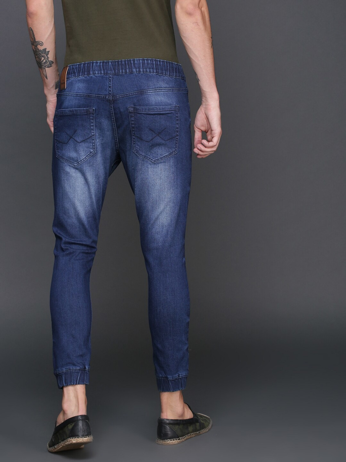 Image of WROGN Jogger Fit Men Blue Jeans
