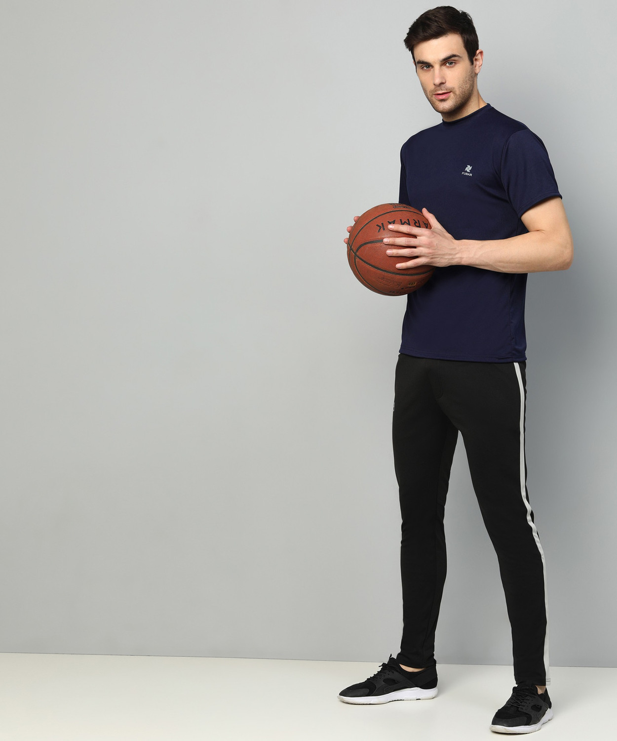 Image of FUBAR Solid Men Round Neck Blue T-Shirt