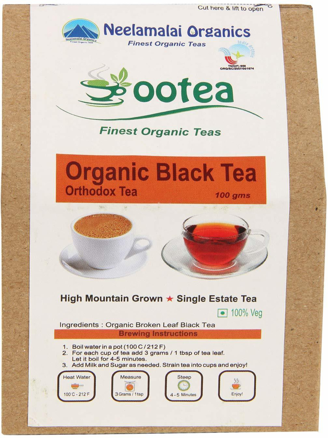 Image of Ootea Organic Black Tea Powder, 100 grams (Small Broken leaves /BOP grade) Black Tea Box