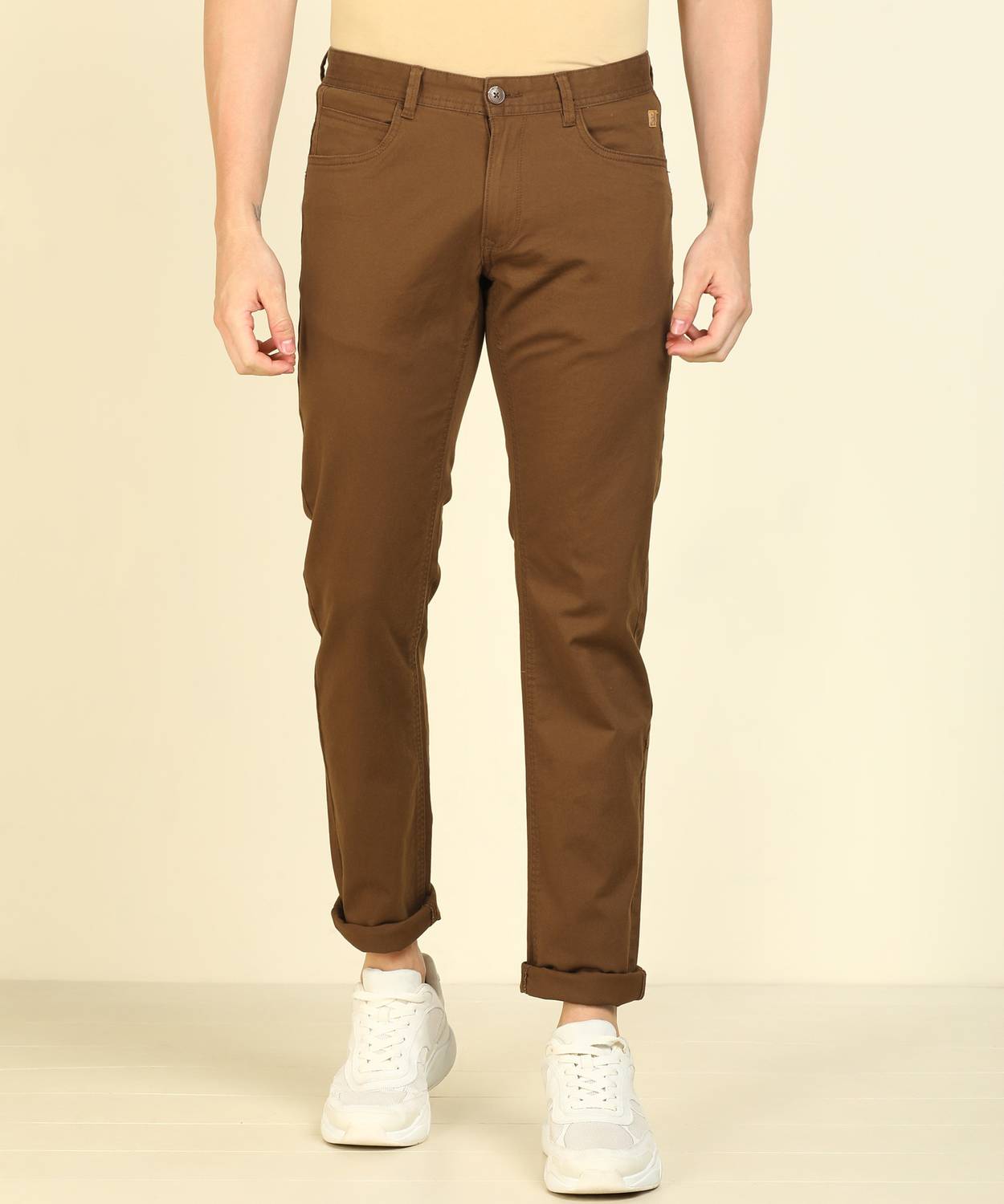 Academy By Van Heusen Tapered Men Brown Trousers