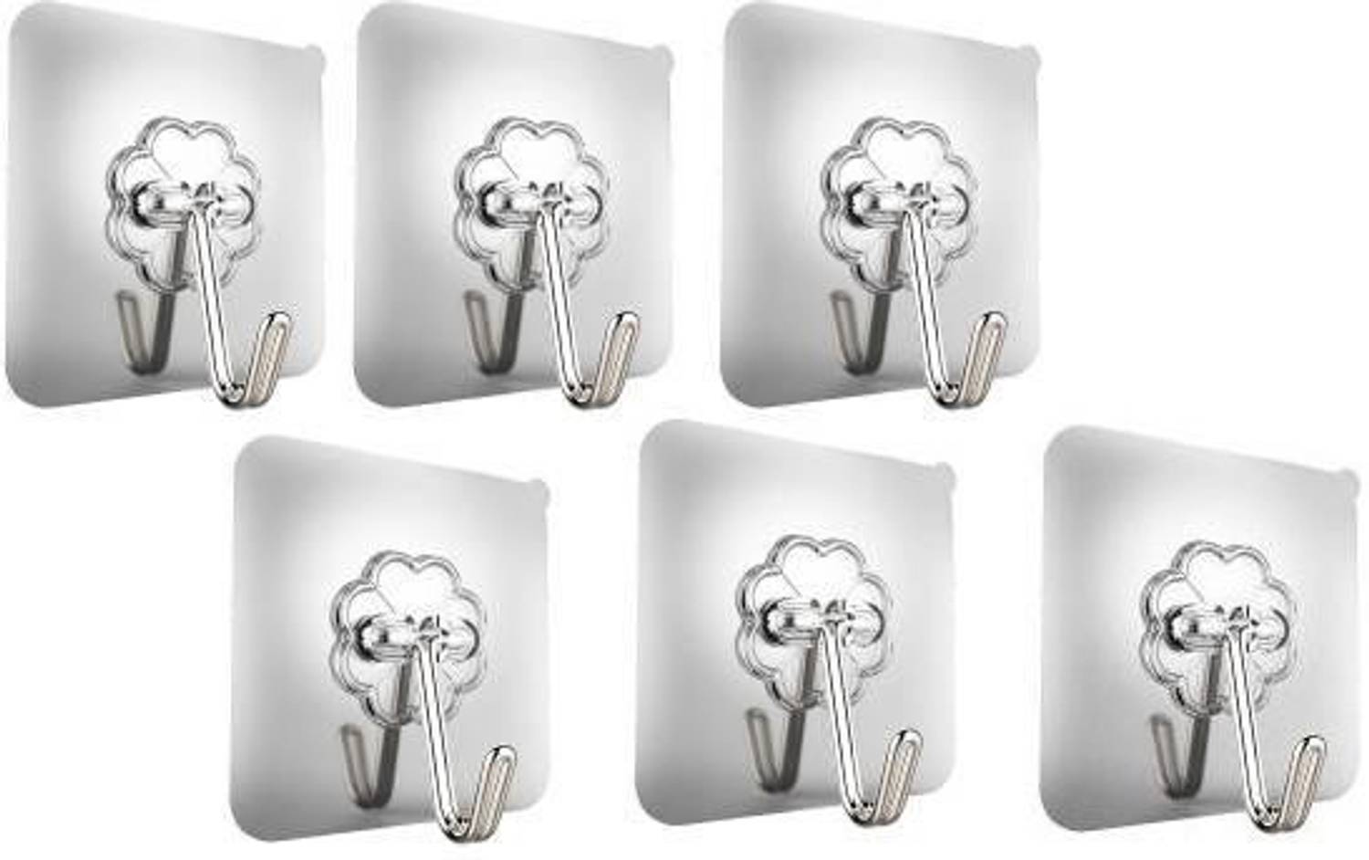 AKADO Plastic waterproof magic sticker wall sticker Hook Clothing hanging Towel Hanger for Kitchen, Bathroom, Utensil Hook Holder, Bedroom (Transparent Color) Hook 6