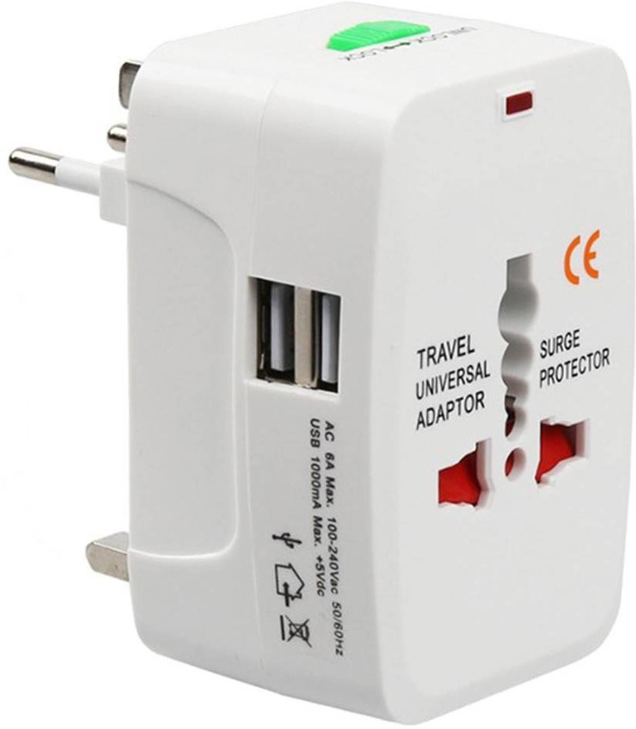 Right Gear Universal Travel Adapter With Built In Dual USB Charger Ports With 100-240V Surge/Spike Protected Electrical Plug Worldwide Adaptor