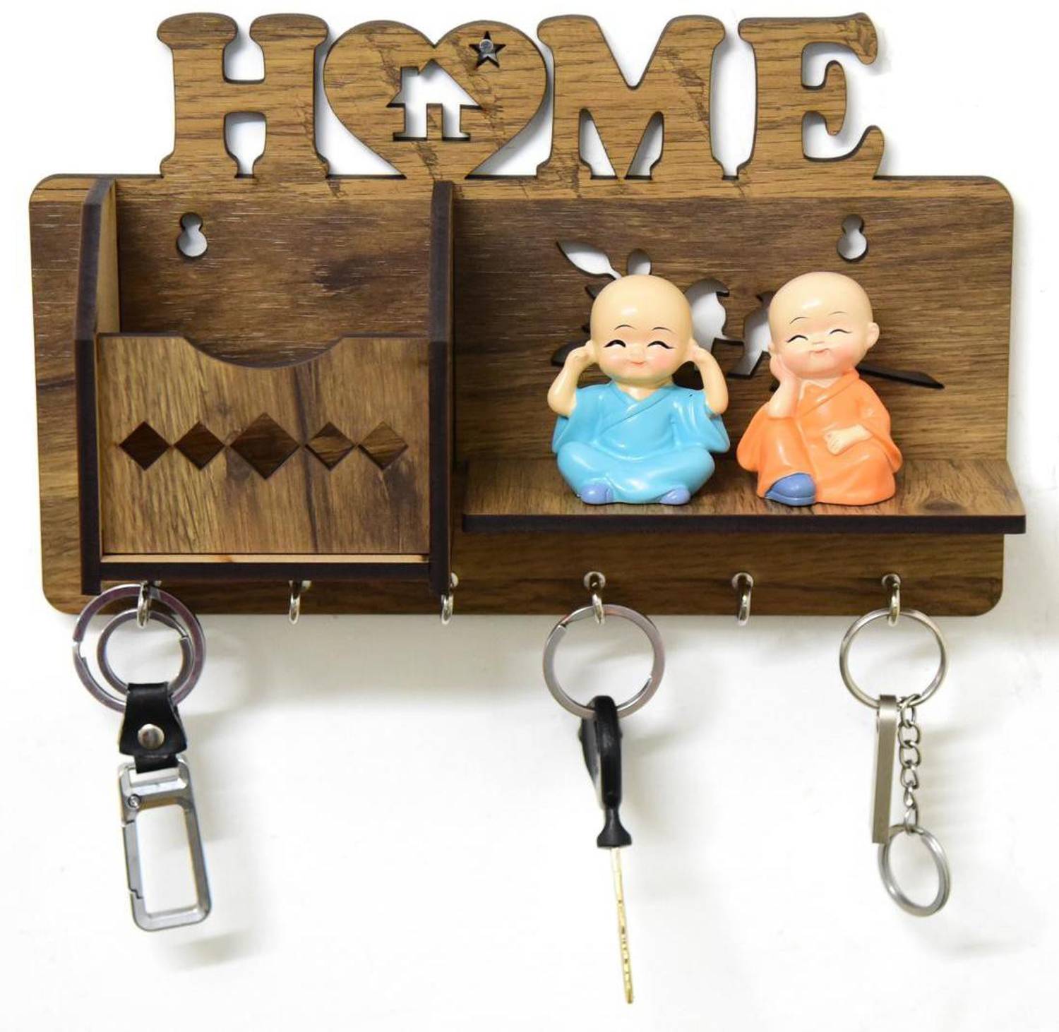 BULLSHOT HEART HOME SINGLE POCKET MULTI PURPOSE KEY HOLDER Wood Key Holder