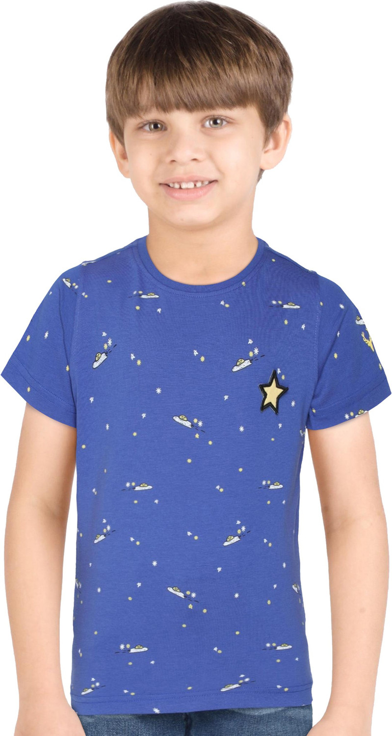 Image of Allen Solly Boys Printed Pure Cotton Regular T Shirt