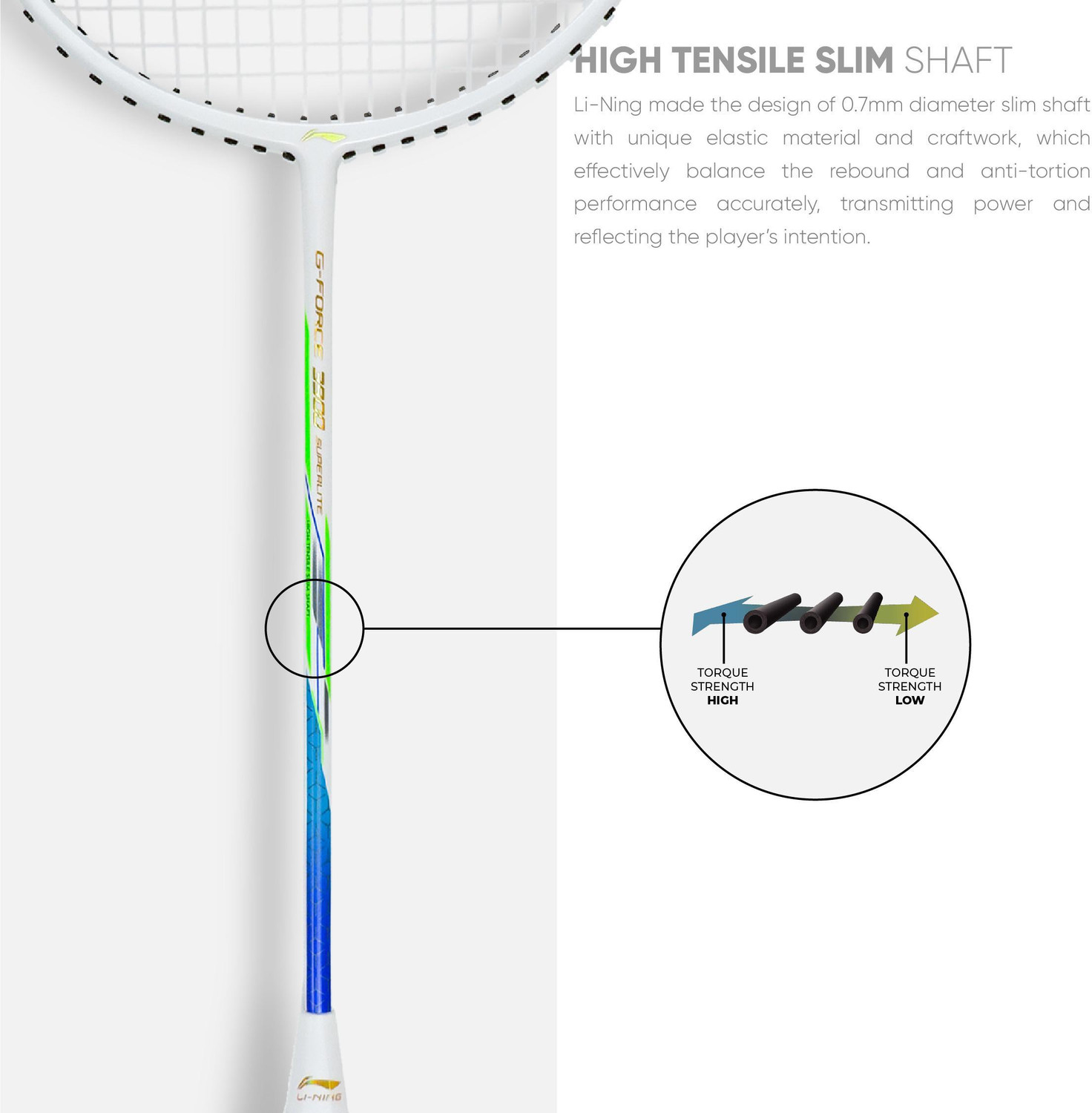 Image of LI-NING G-Force 3900 Superlite White, Blue Strung Badminton Racquet