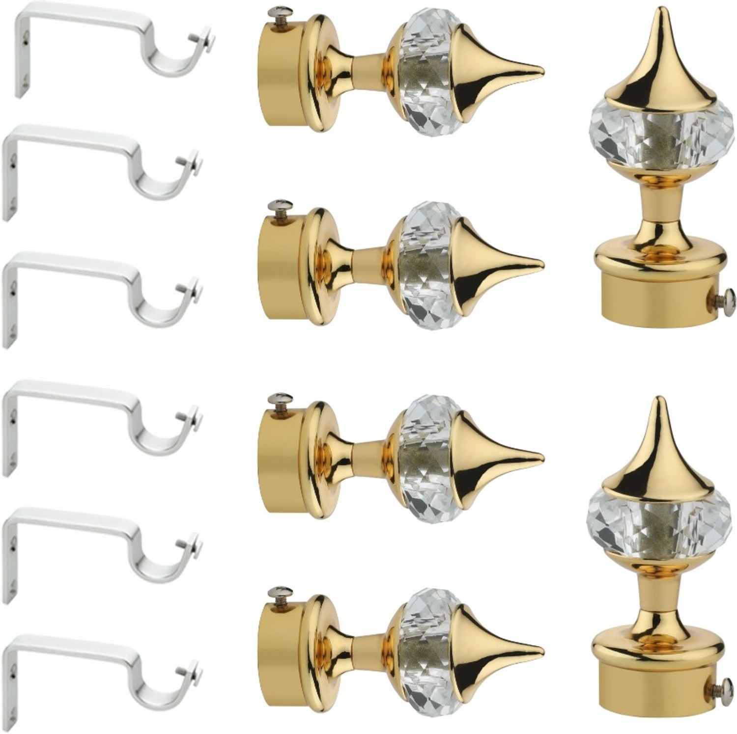 Image of Panthera Gold Rod Rail Bracket, Curtain Knobs Metal