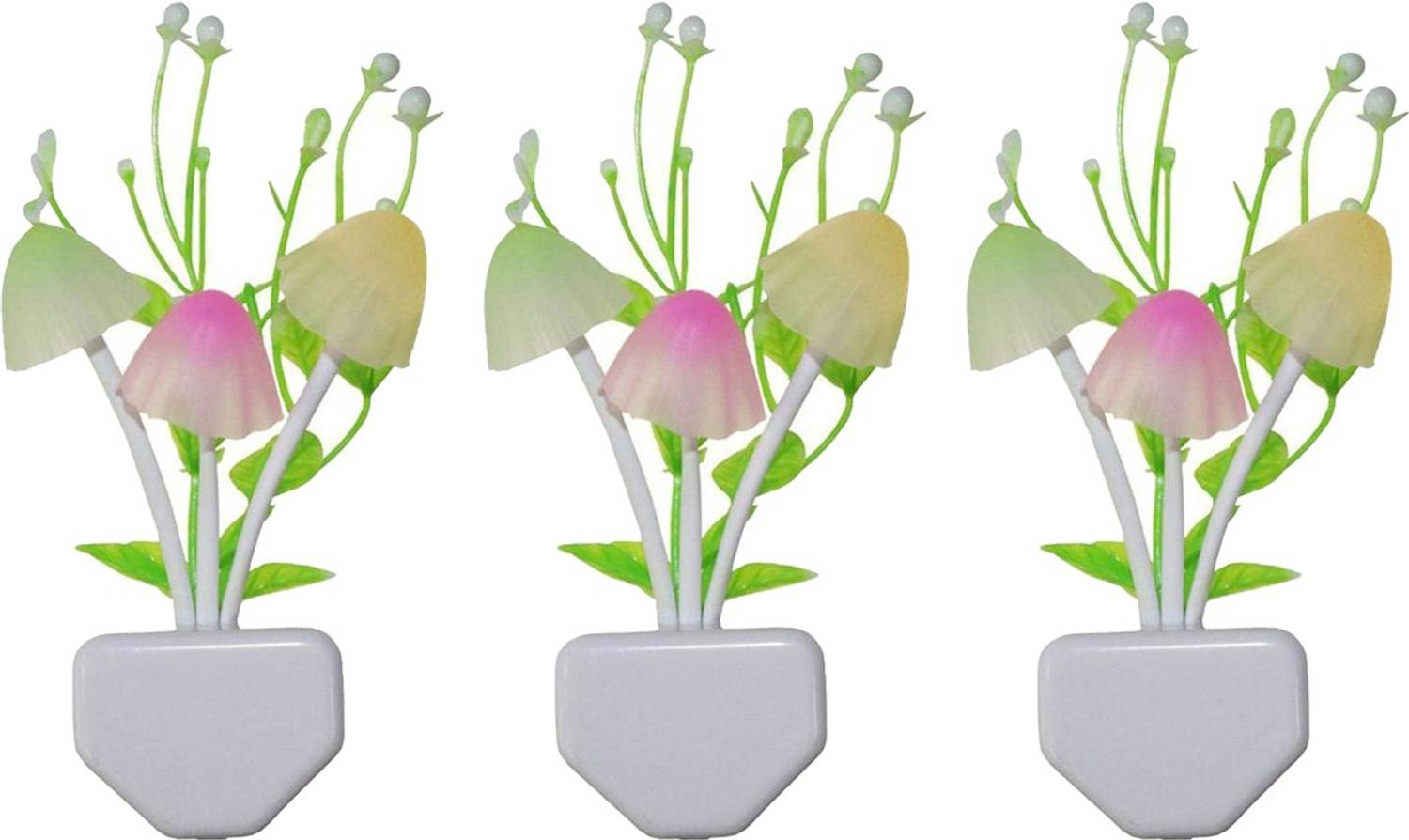 adbeni Imported LED Mashroom Night Lamp Automatic Sensor Beautiful Illumination Multi-Color Changing Light, Pack of 3 Night Lamp