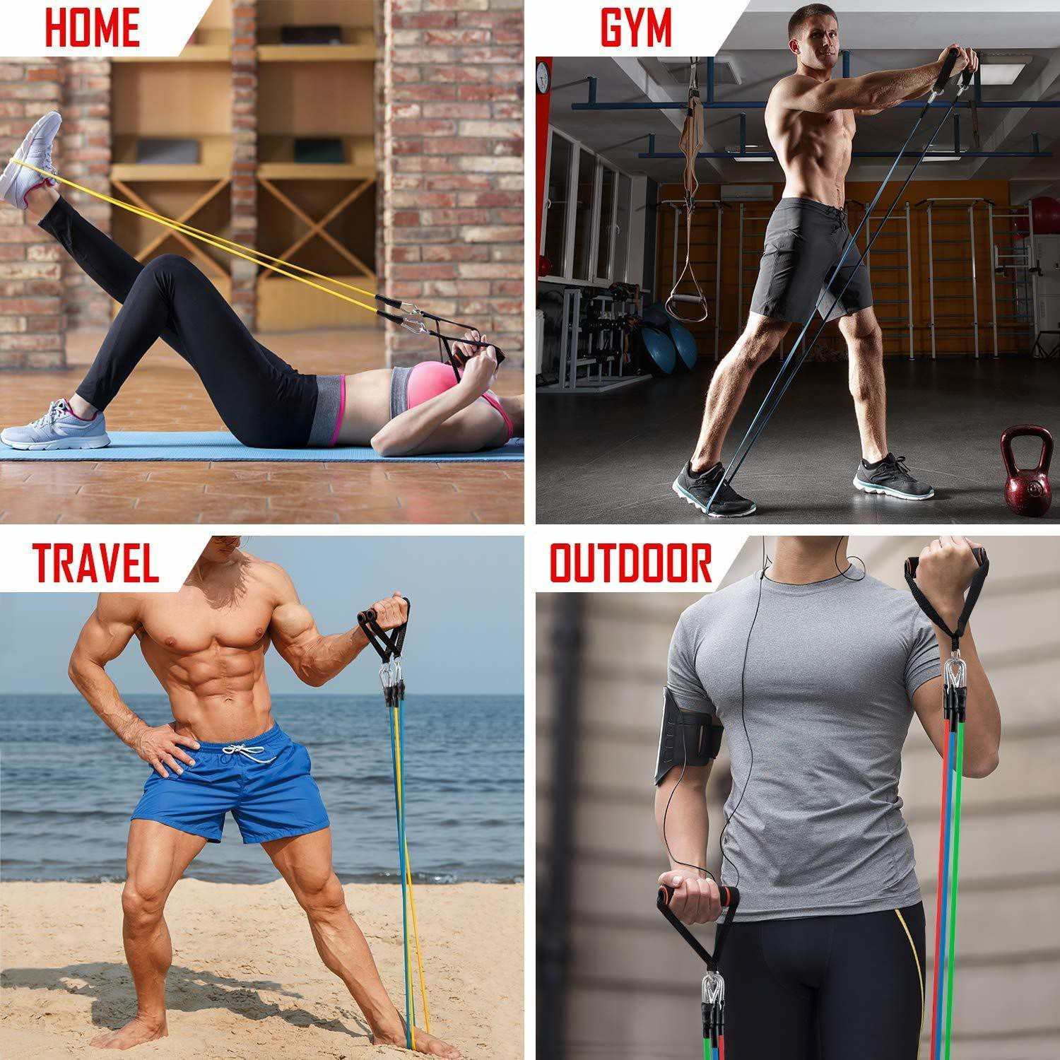 Image of GYMIGO IIV-195-SX-0.52 kg 11 pcs Gym Rope Set Home Gym Combo Home Gym Resistance Tube