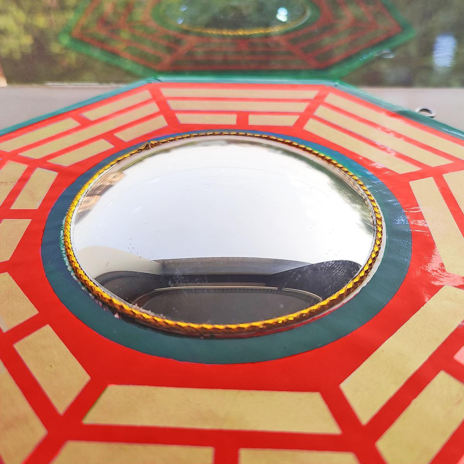 Image of Shubhanjali Bagua Mirror for Vastu Feng Shui Convex Bagua Mirror Positive Energy, Protection Wall Door Hanging for Home and Office (Multicolor, 6.5 inch) Decorative Showpiece - 16 cm