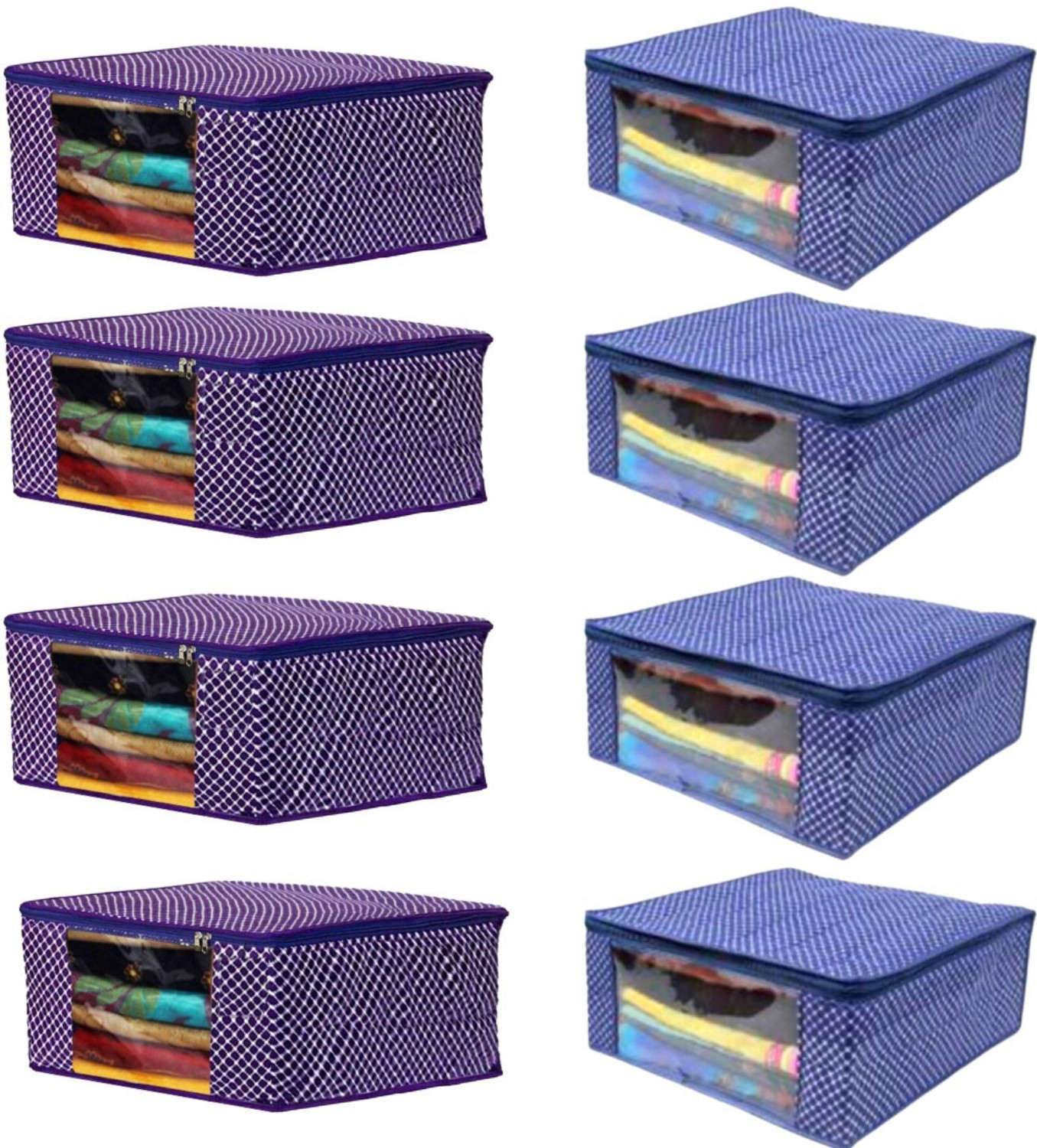 Image of ShubhKraft saree packing saree storage wardrobe organizer | Saree Covers Combo For Wardrobe Storage Clothes Organiser For Closet Clothing Box Pack of 8