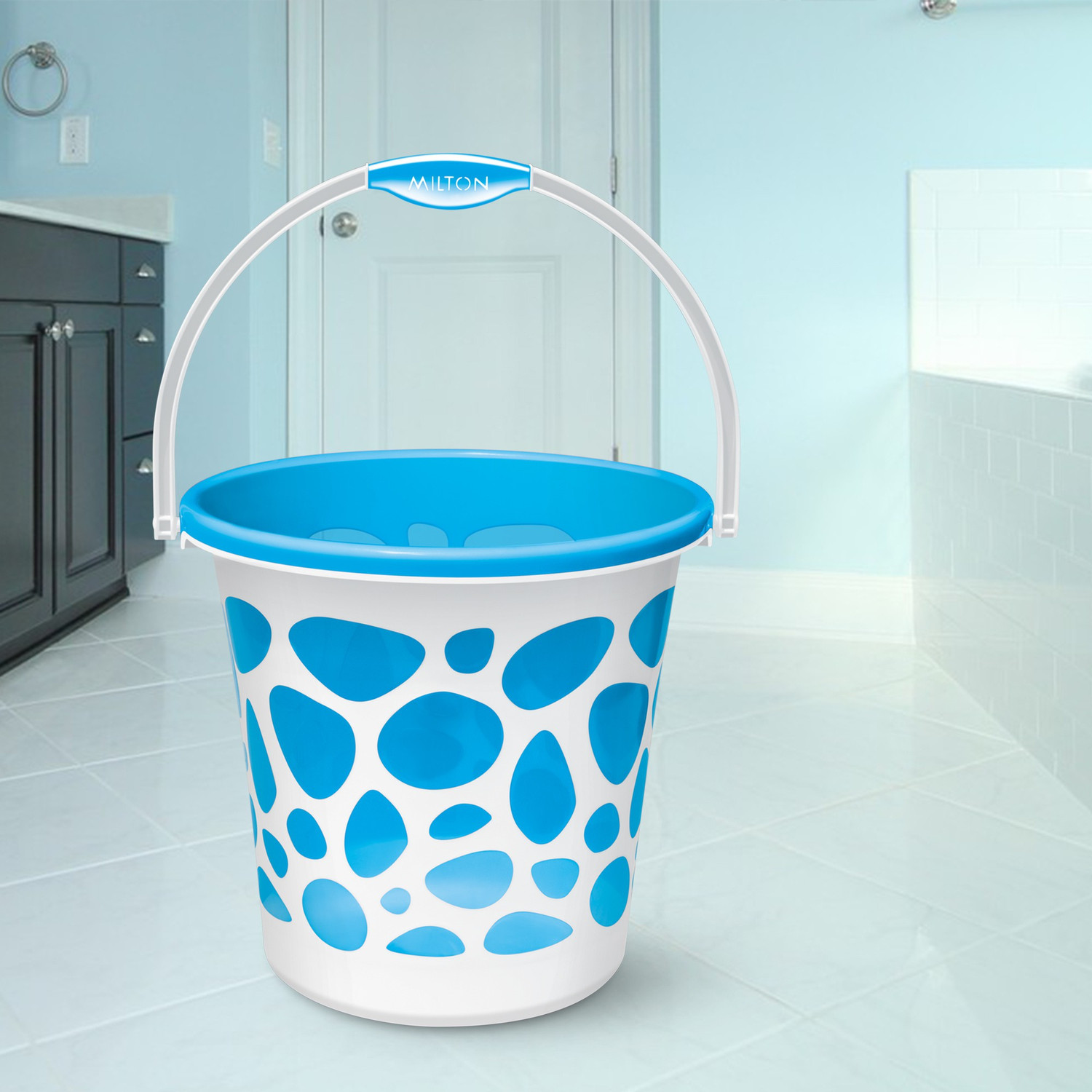 Image of MILTON Duplex Plastic Bucket With Handle, Blue 18 L Plastic Bucket