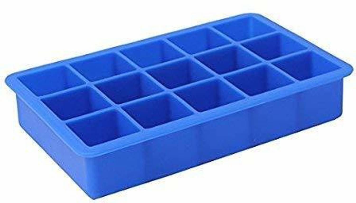 ANADI Silicone Ice Cube Tray Large Size Mould 15 Perfect Ice Cubes Ice Cube Maker Blue Silicone Ice Cube Tray