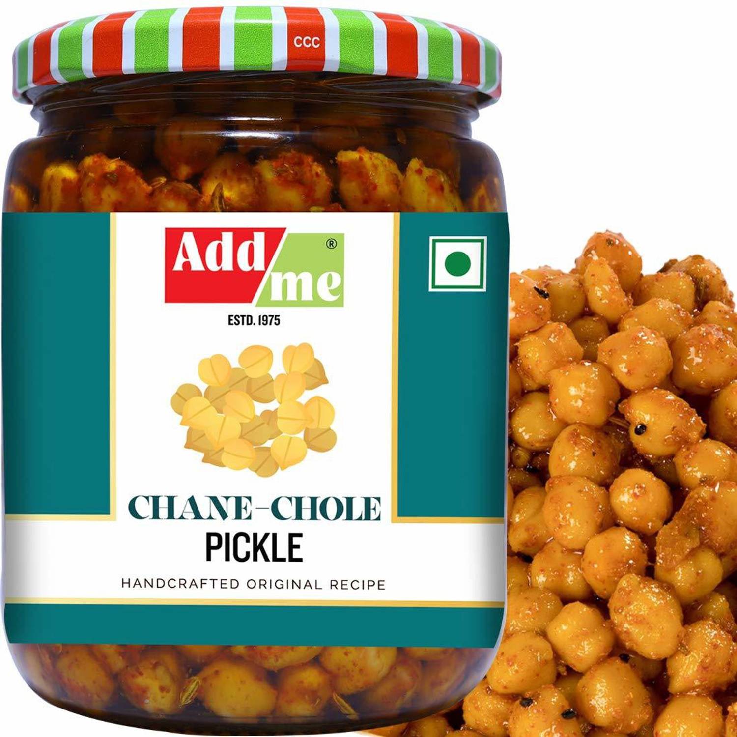 Add me Chole Chana Pickles 500gm Chickpeas Pickle Less Oil Punjabi Achar Glass jar Chick Pea Pickle