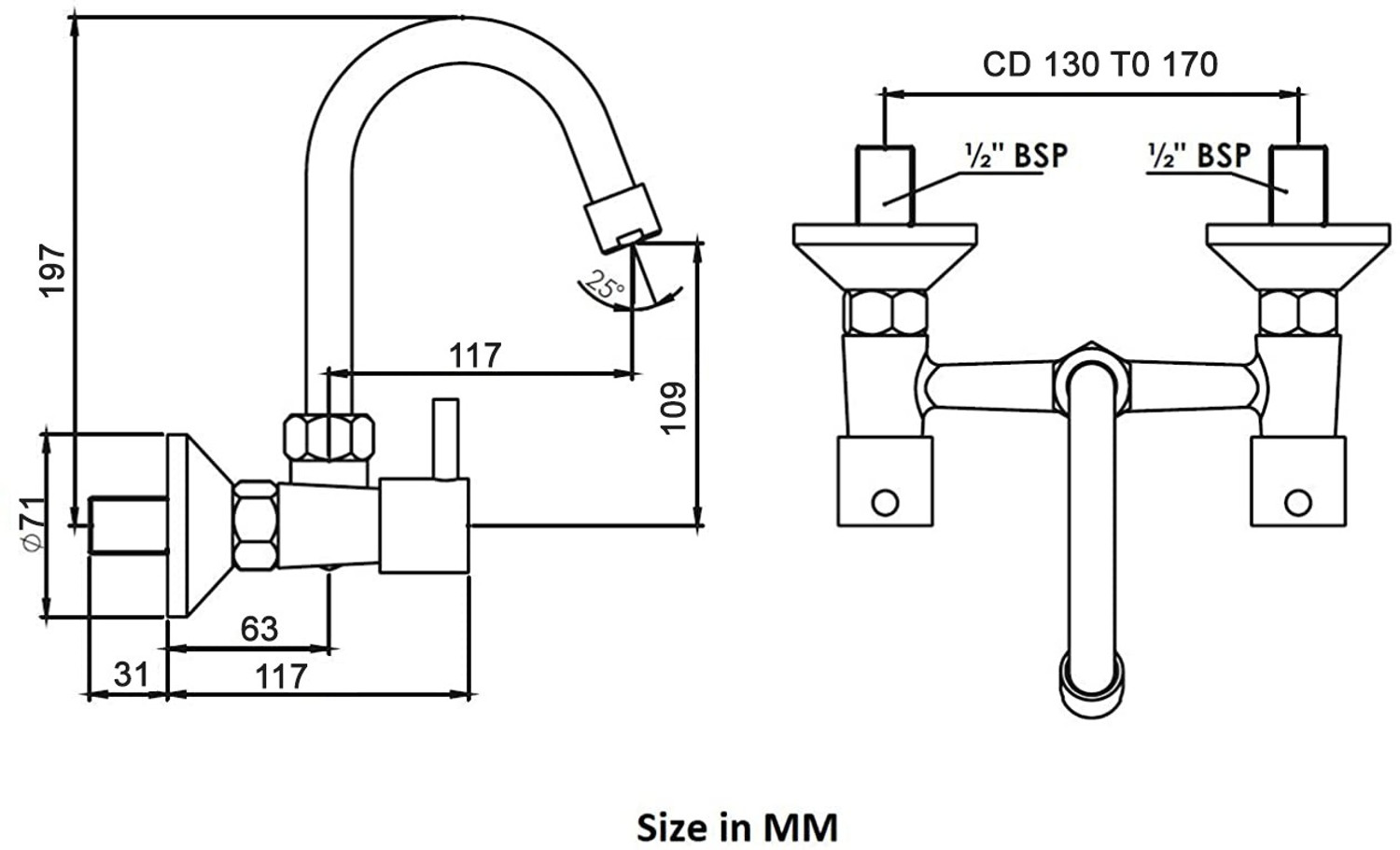 Image of Prestige Ocean Sink Mixer Wall Mixer Faucet