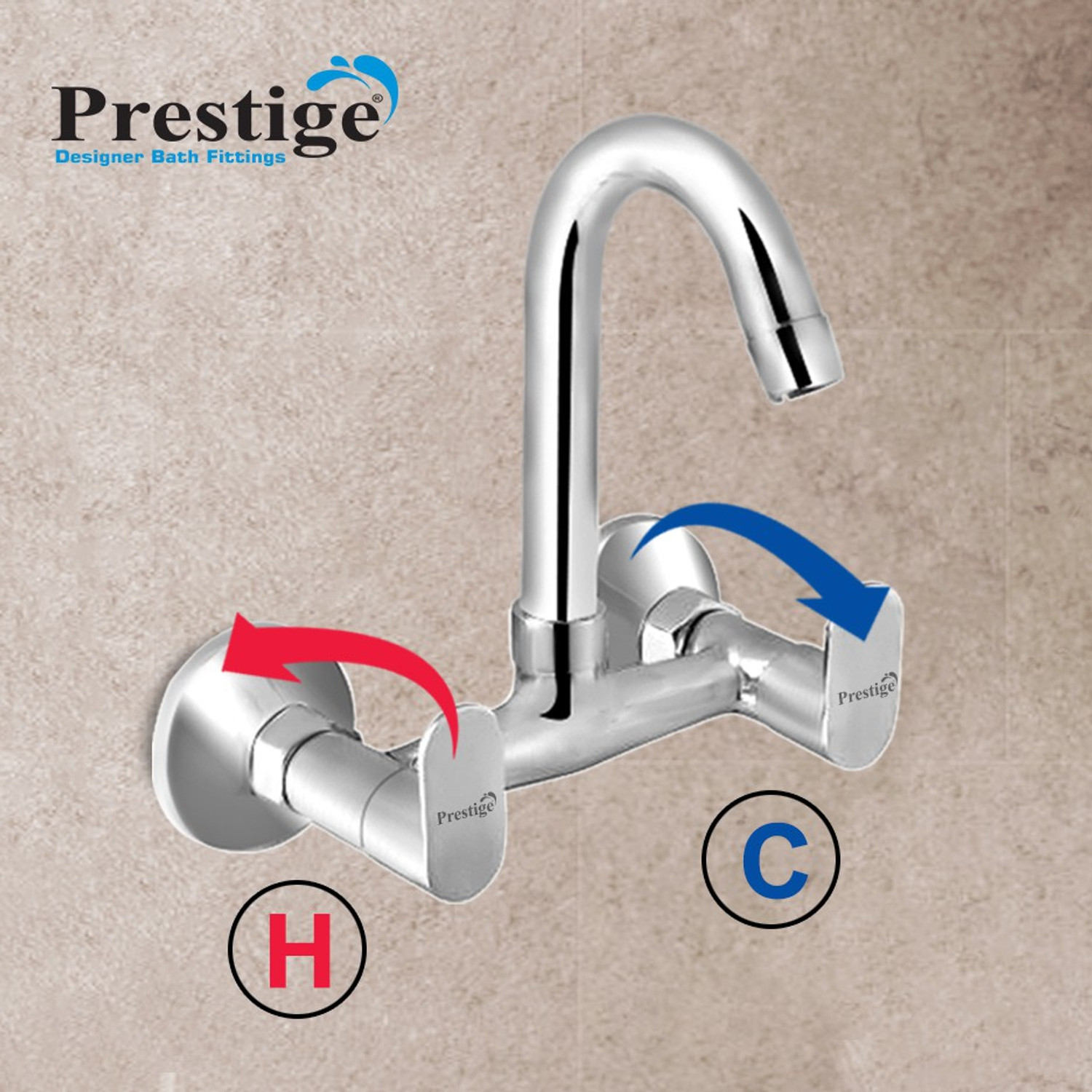 Image of Prestige Ocean Sink Mixer Wall Mixer Faucet