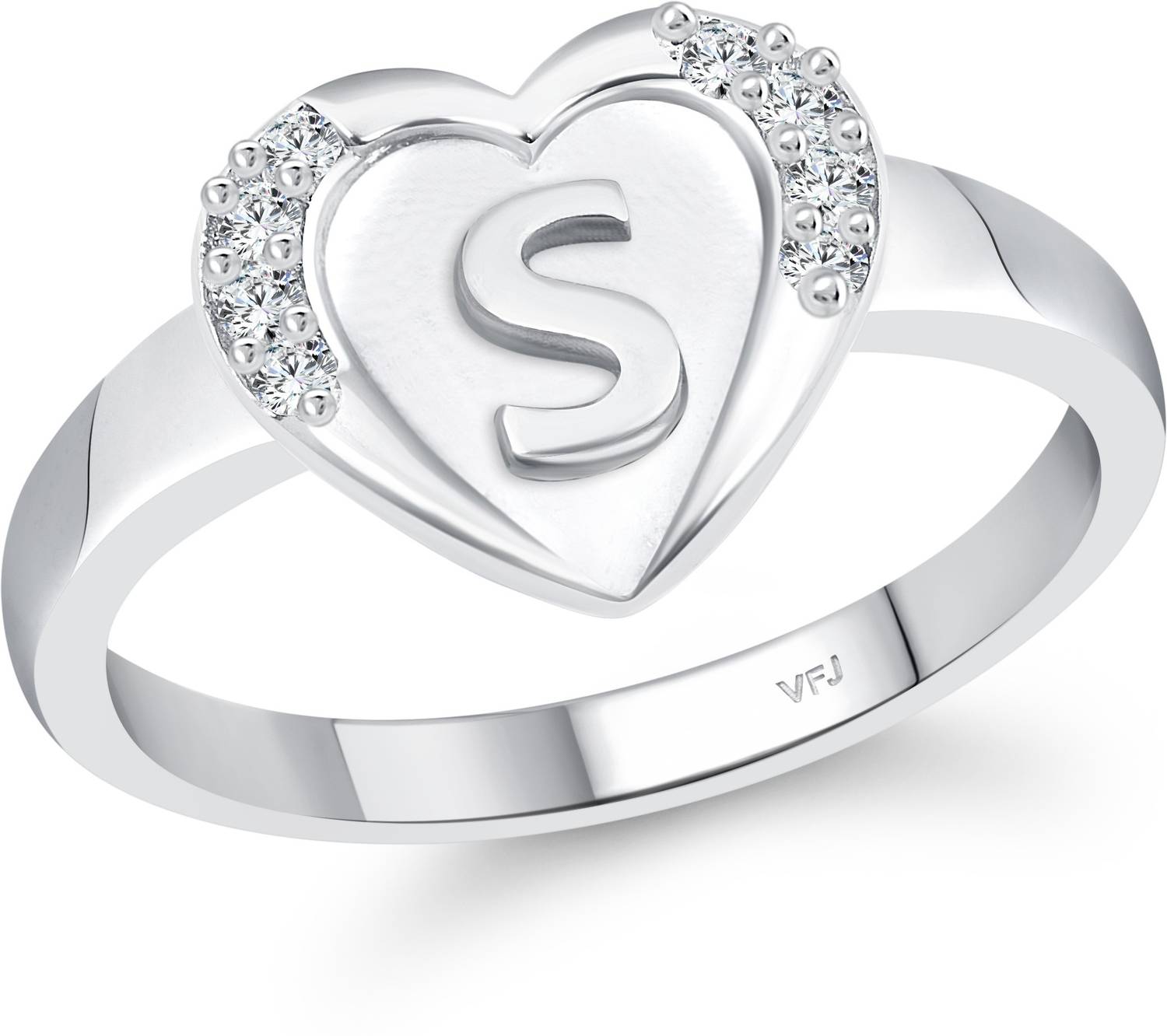 VIGHNAHARTA Vighnaharta cz alloy Rhodium plated Valentine collection Initial '' S '' Letter in heart ring alphabet collection with Scented Velvet Rose Ring Box for women and girls and your Valentine. Alloy Cubic Zirconia Rhodium Plated Ring - Image 2