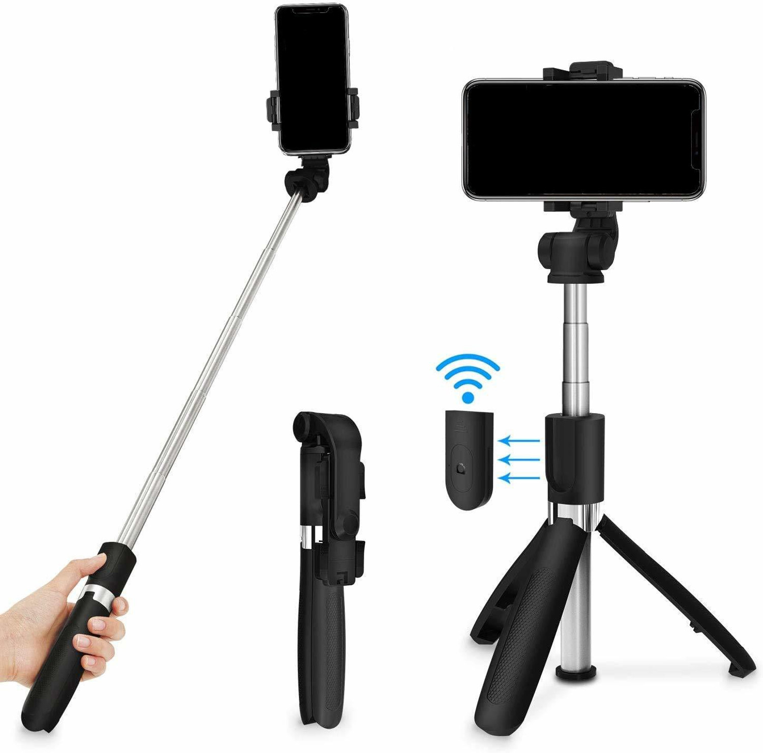 Image of Planetoid High Quality 3in1 Selfie Stick Wireless Bluetooth Selfie with Remote Shutter Tripod