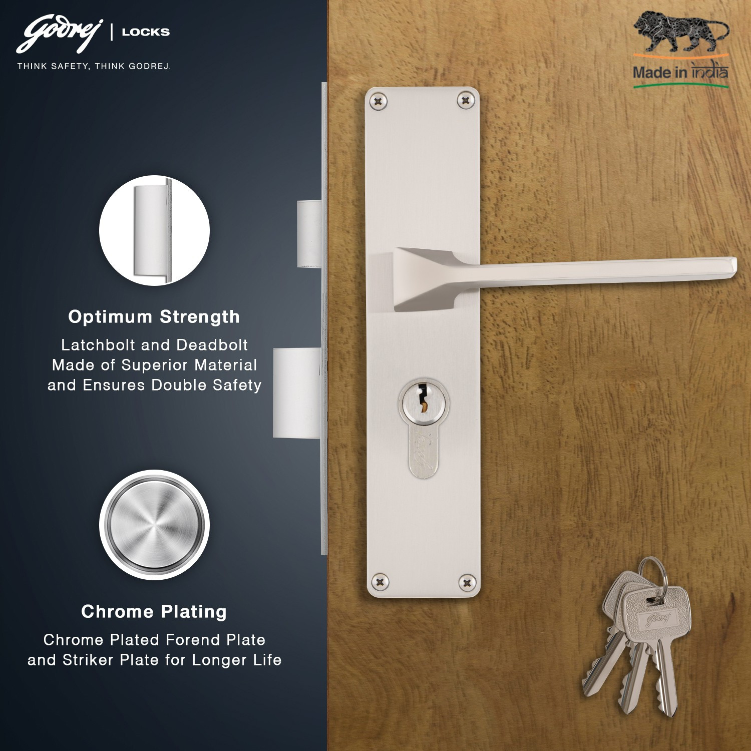 Image of Godrej Locks Steel Matte Door levers