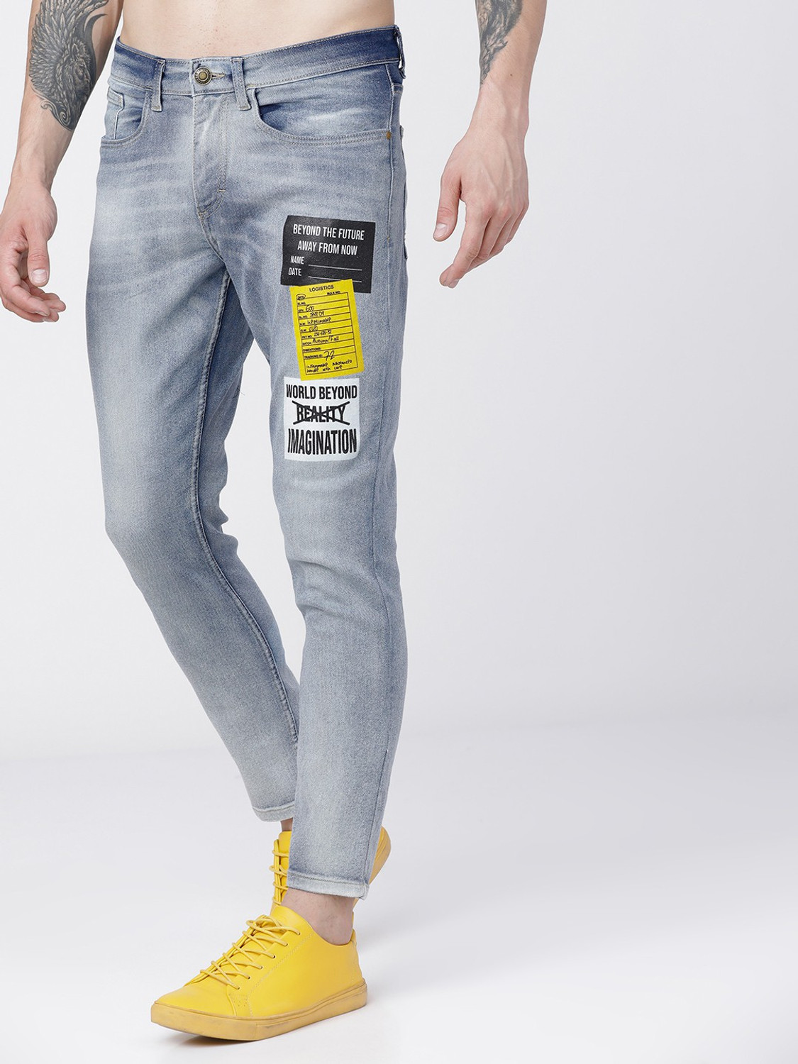 Image of HIGHLANDER Tapered Fit Men Light Blue Jeans