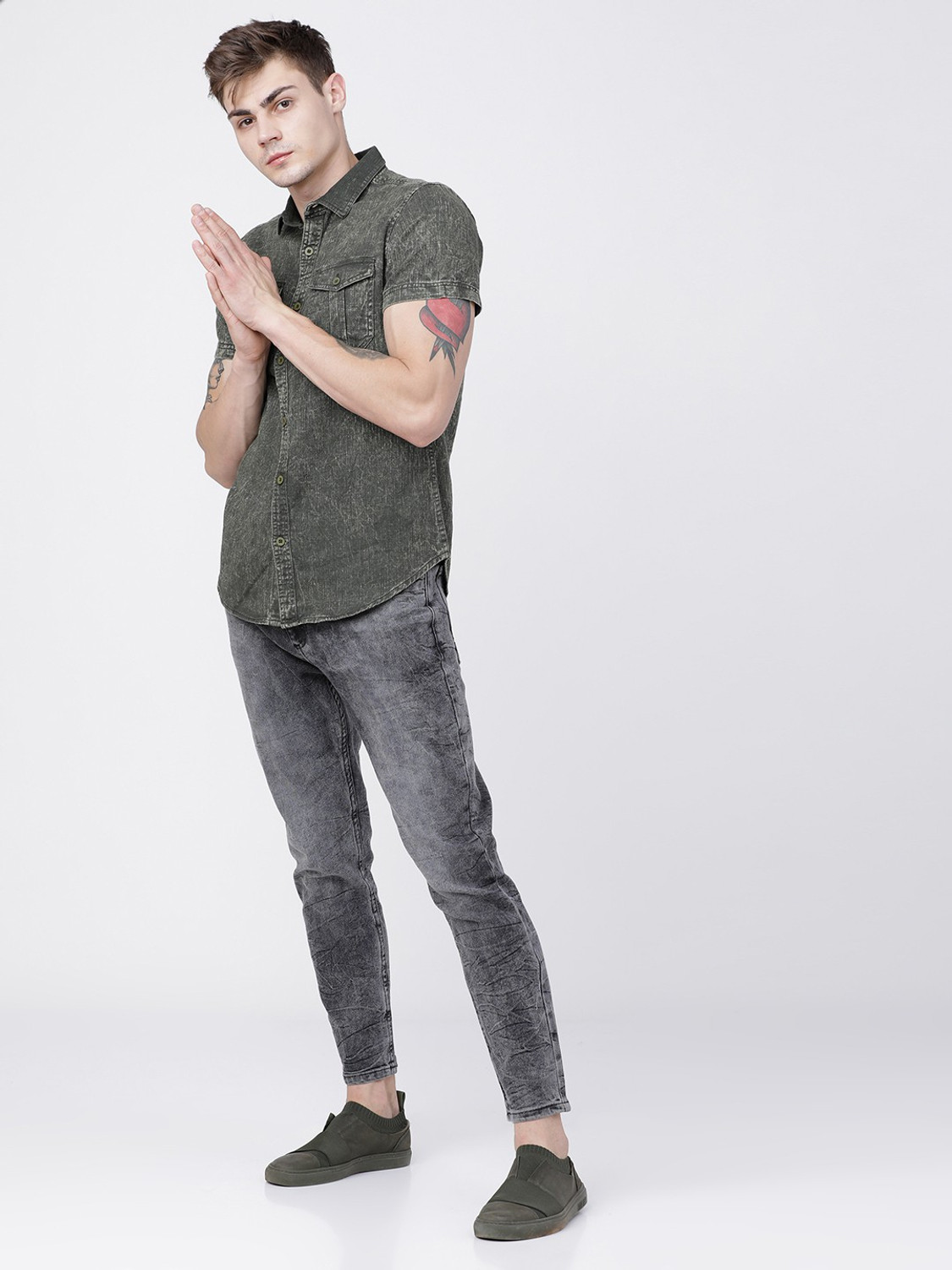 Image of HIGHLANDER Tapered Fit Men Dark Grey Jeans