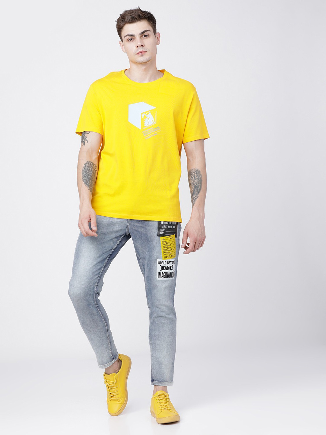 Image of HIGHLANDER Tapered Fit Men Light Blue Jeans