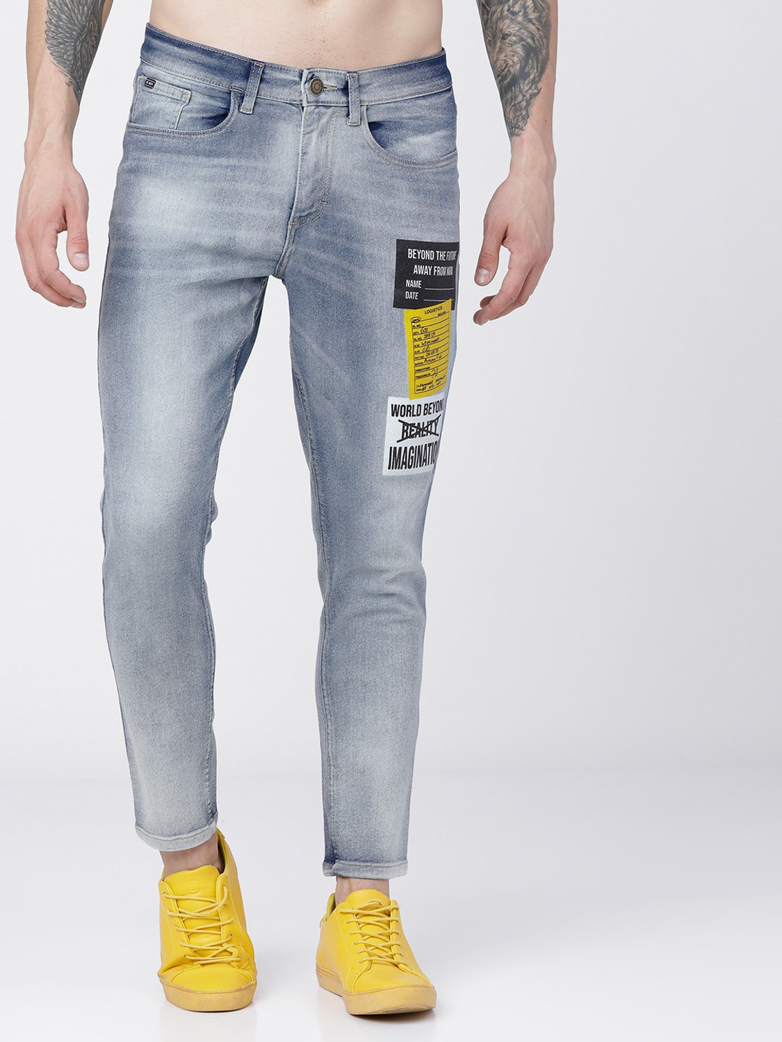 Image of HIGHLANDER Tapered Fit Men Light Blue Jeans