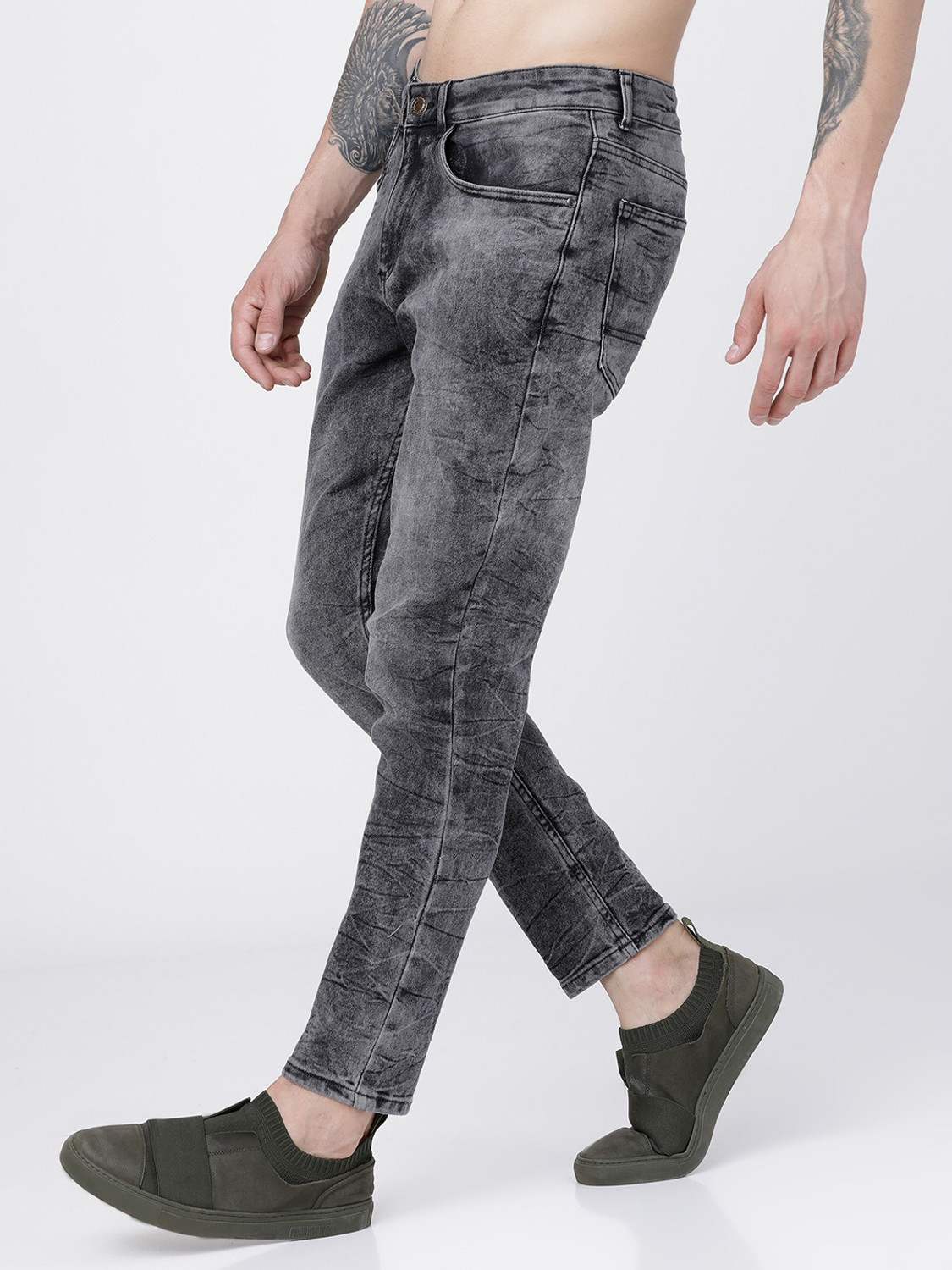 Image of HIGHLANDER Tapered Fit Men Dark Grey Jeans