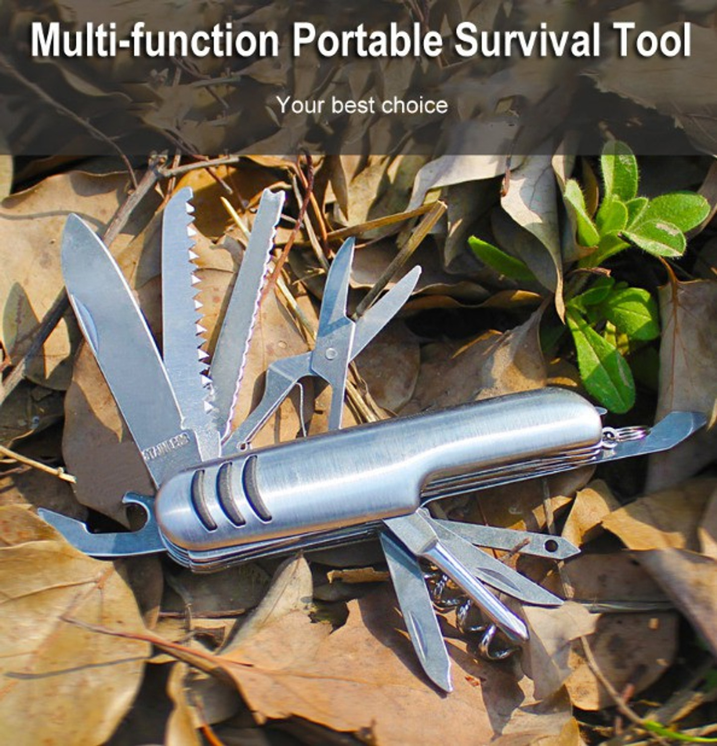 Image of AlexVyan Pocket Swiss Knife 11 In 1 Stainless Steel Multi Functional Swiss Army Style Knife - (Silver) 11 Multi-utility Knife