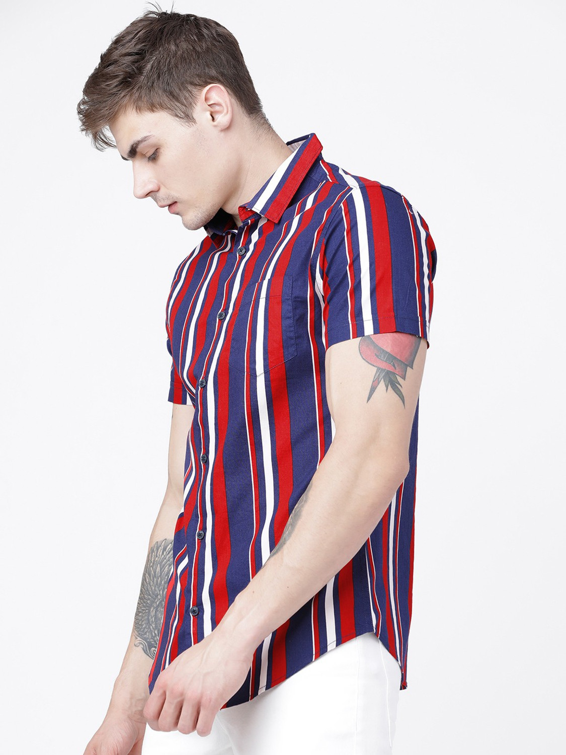 Image of LOCOMOTIVE Men Striped Casual Multicolor Shirt