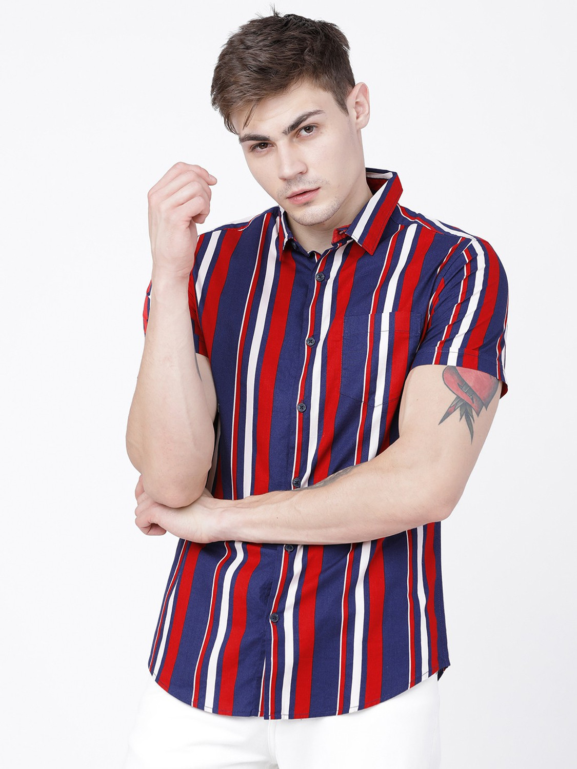 Image of LOCOMOTIVE Men Striped Casual Multicolor Shirt