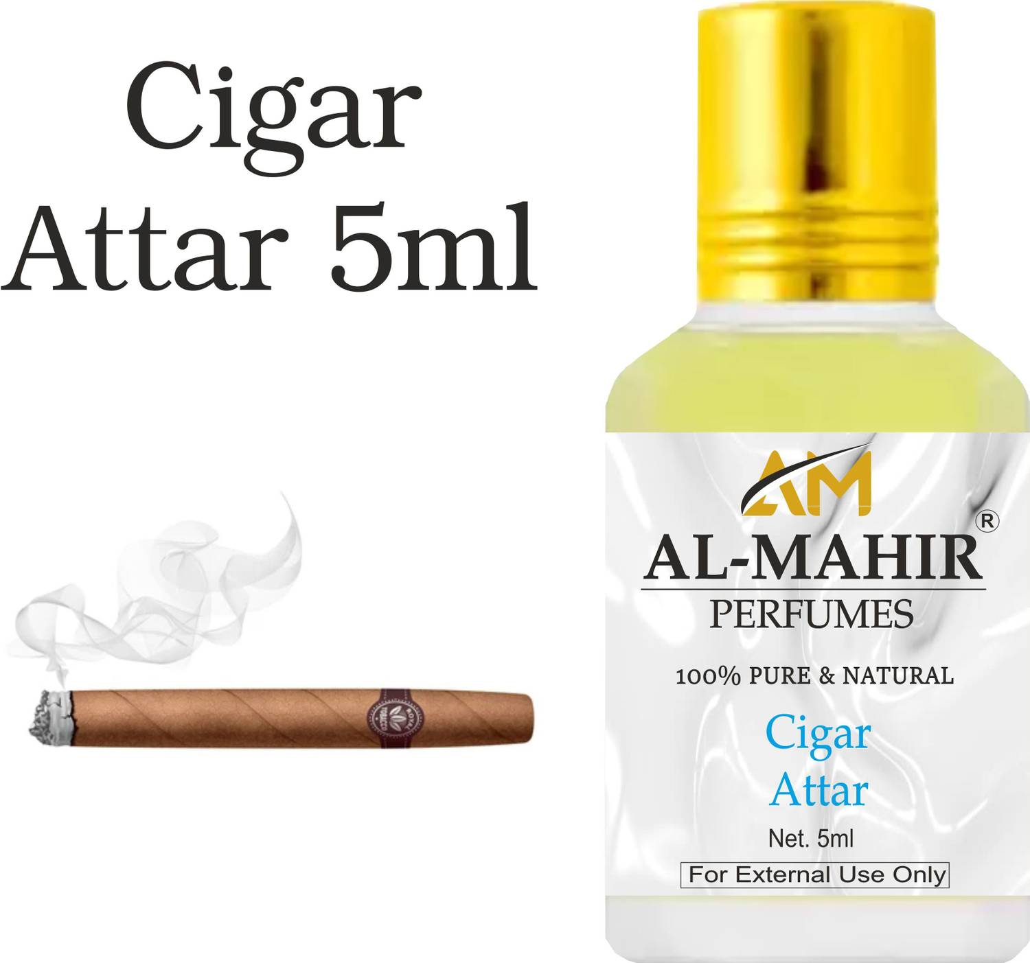 Al-Mahir Cigar Attar 5ml For Unisex - Pure Natural (Non-Alcoholic) Floral Attar Floral Attar
