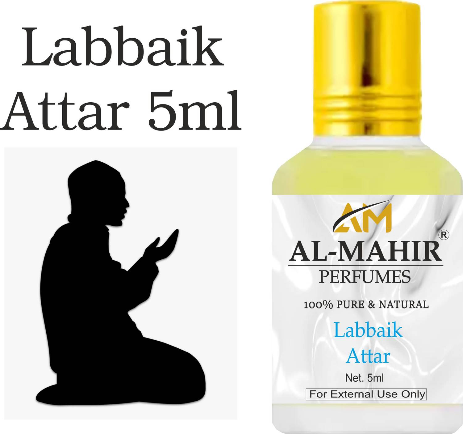 Al-Mahir Labbaik Attar 5ml For Unisex - Pure Natural (Non-Alcoholic) Floral Attar Floral Attar