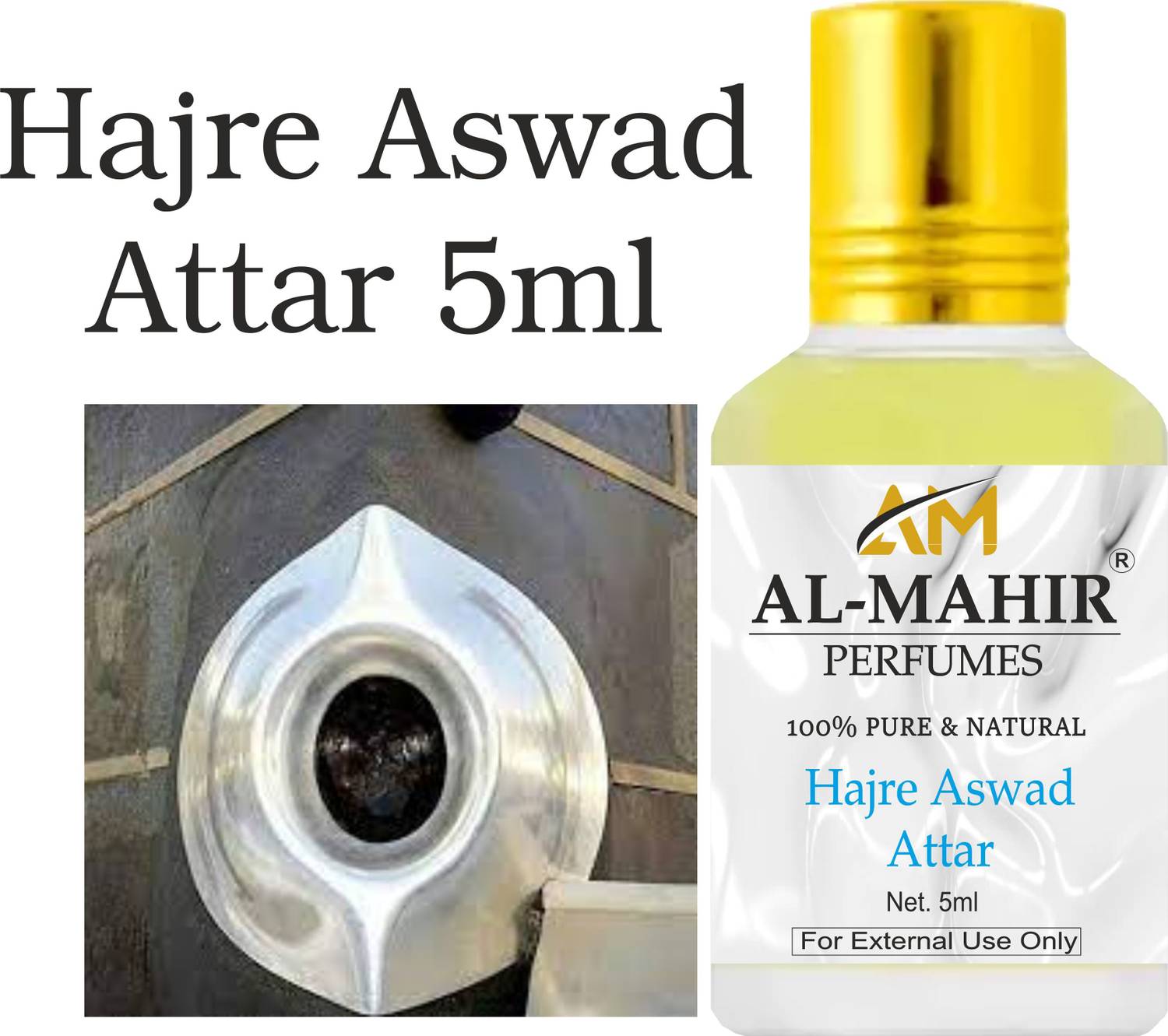 Al-Mahir Hajr-e-Aswad Attar 5ml For Unisex - Pure Natural (Non-Alcoholic) Floral Attar Floral Attar