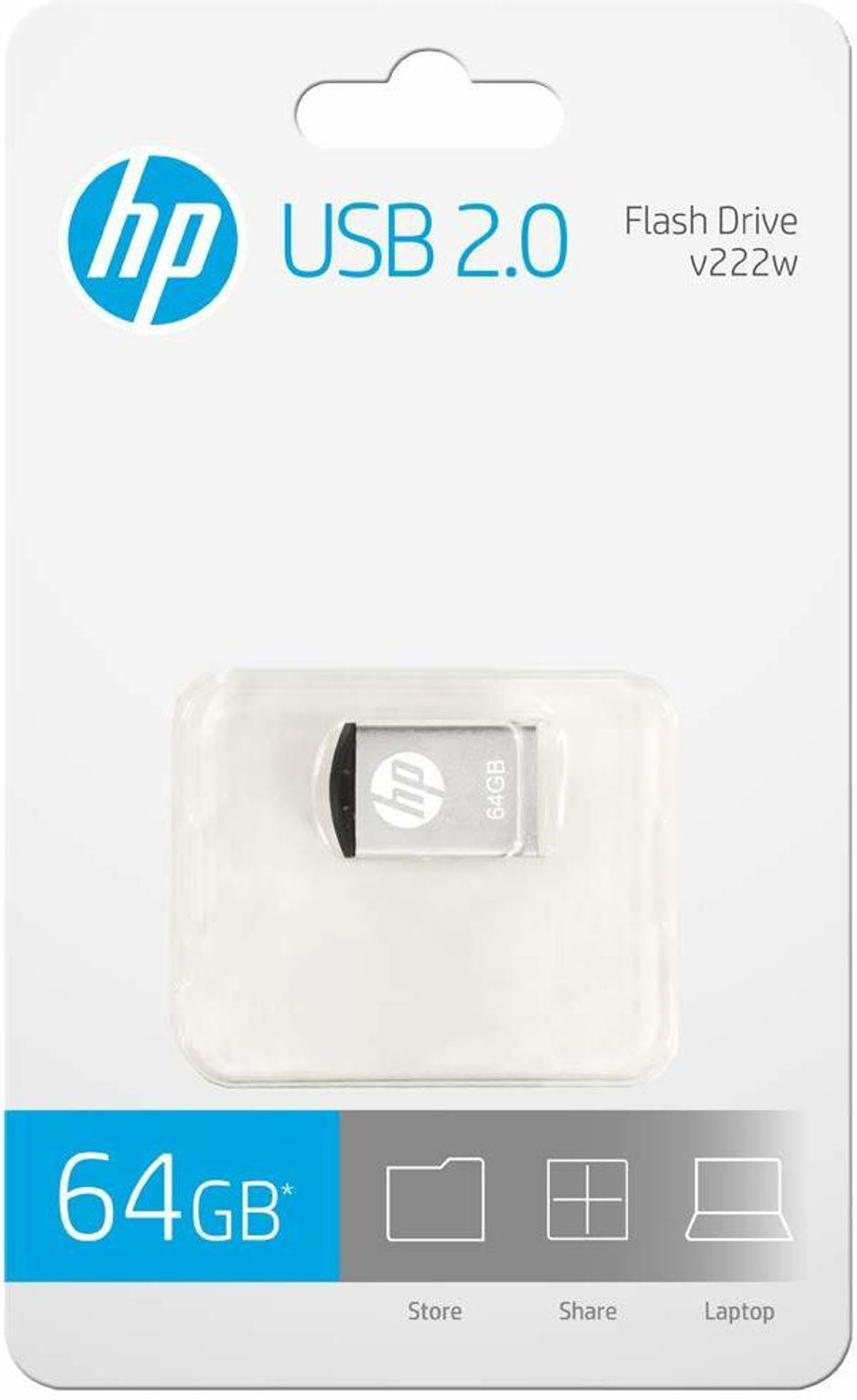 Image of HP USB 2.0 FLASH DRIVE 64GB v222w 64 GB Pen Drive Compatible with Audio Player, Desktop Computer, Laptop, Television USB 2.0 Metal Case
