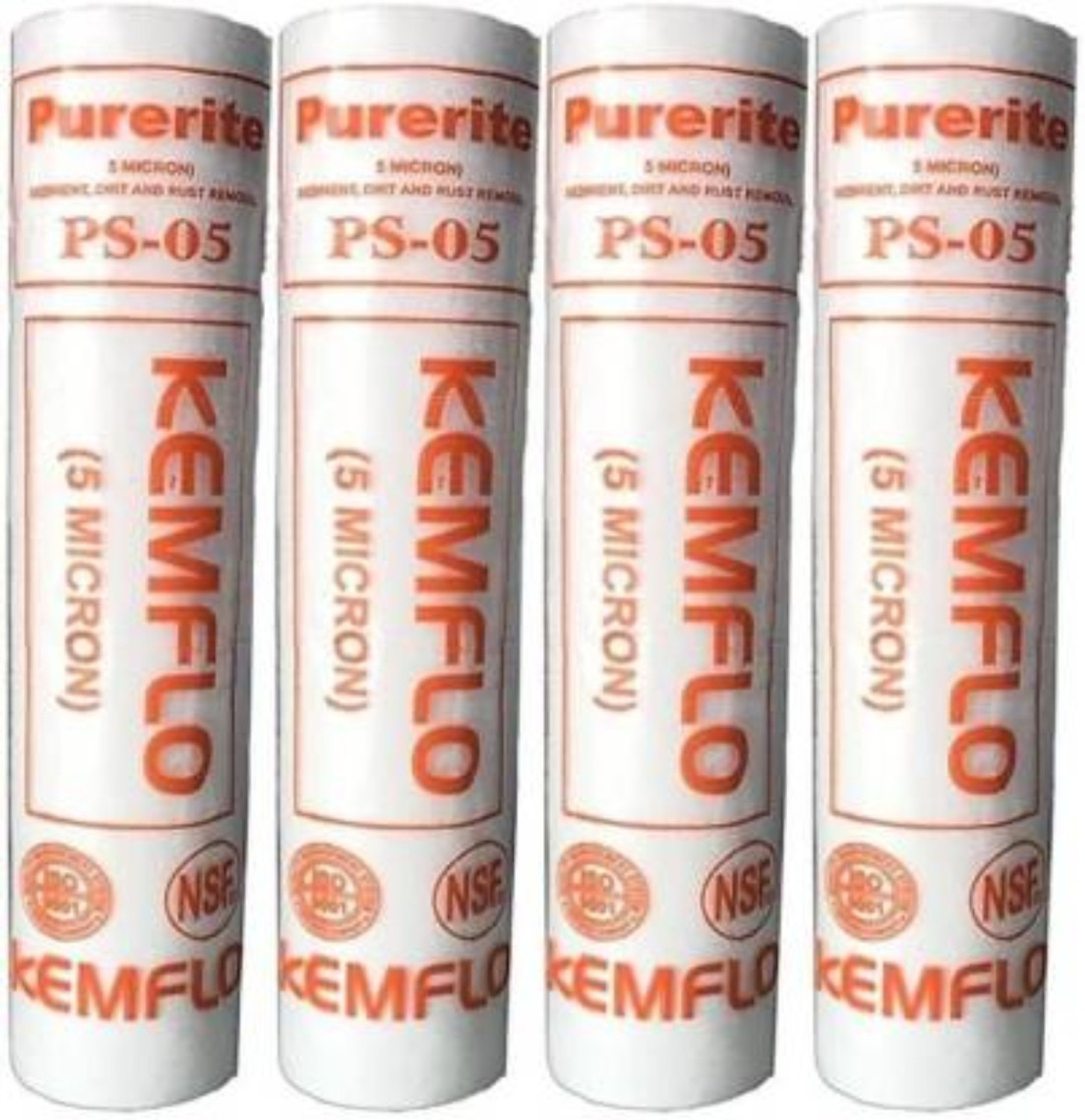 Image of Utkrist kemflo RO Kemflo Spun Pre-Filter Candle for All RO Filter Water Purifier Pack of 4 Solid Filter Cartridge (0.5, Pack of 4) Solid Filter Cartridge (0.005, Pack of 4)