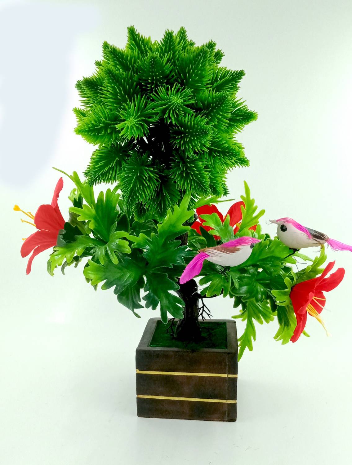 BearPaw Fancy Artificial Plants for Table Top Bonsai Wild Artificial Plant with Pot