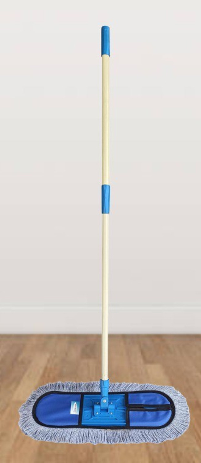 Image of Livronic Wet and Dry Cotton Floor Mop with 5 Feet Long Handle (Head 24-Inch Large) Blue Colour (Set of 1) Wet & Dry Mop