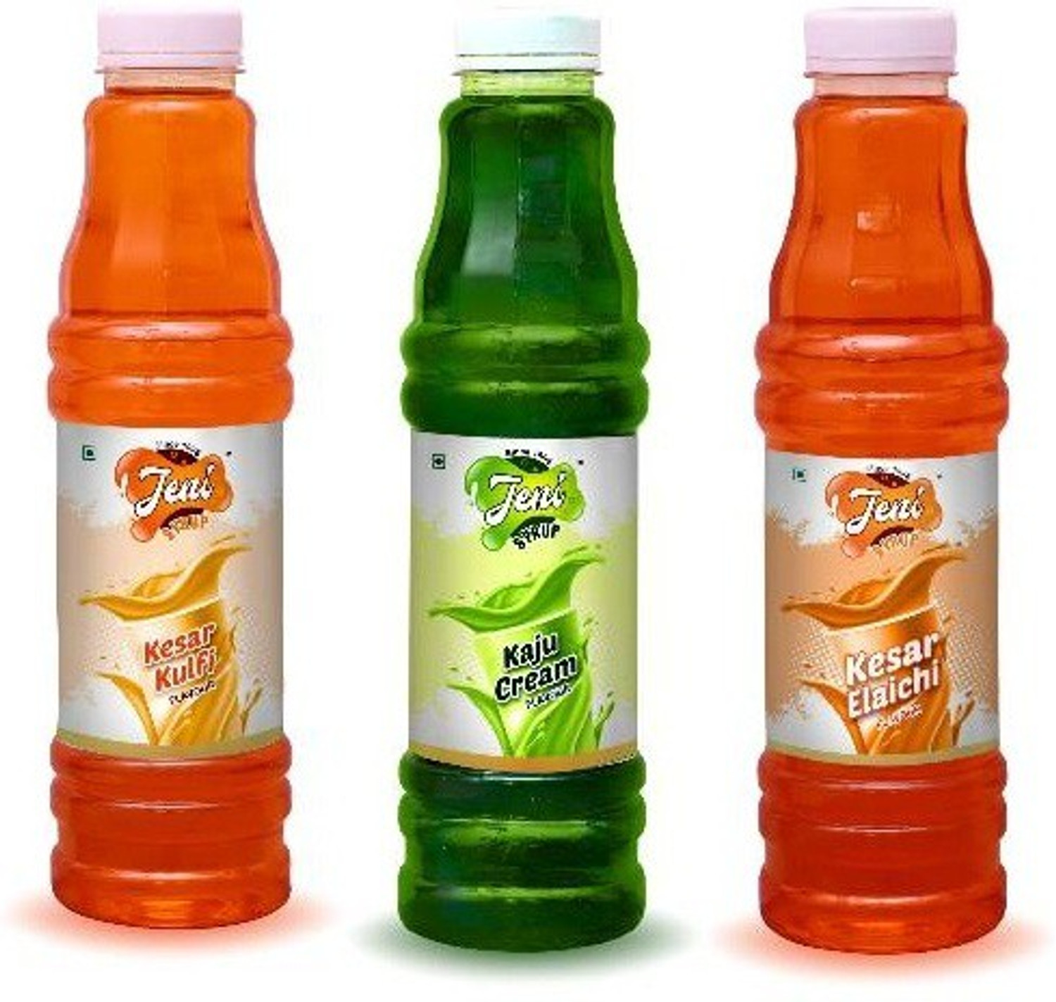 Image of jeni Milk Sharbat Pack of 3 Flavors Kesar Kulfi, Kaju Cream, Kesar Elaichi /Non-Fruit Sharbats Synthetic Syrup Combo /Gift Pack /Summer Combo [700 ml each] [700 ml, 700 ml, 700 ml, Pack of 3]