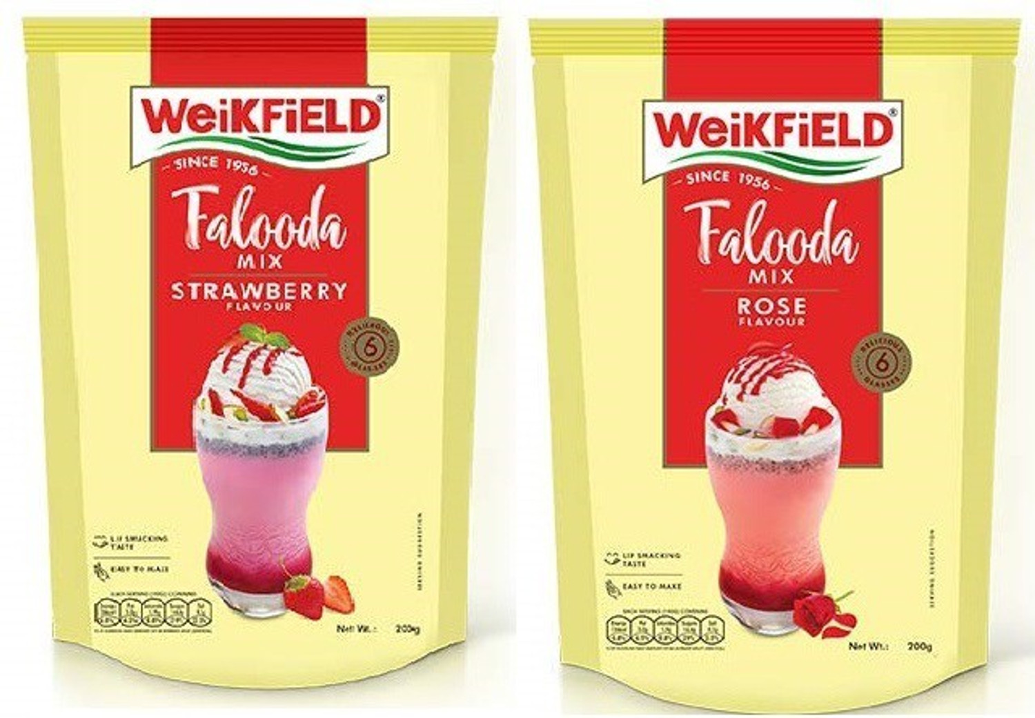 Image of WeiKFiELD FALOODA MIX STRAWBERRY AND ROSE FLAVOUR (2*200 GM) PACK OF 2 400 g