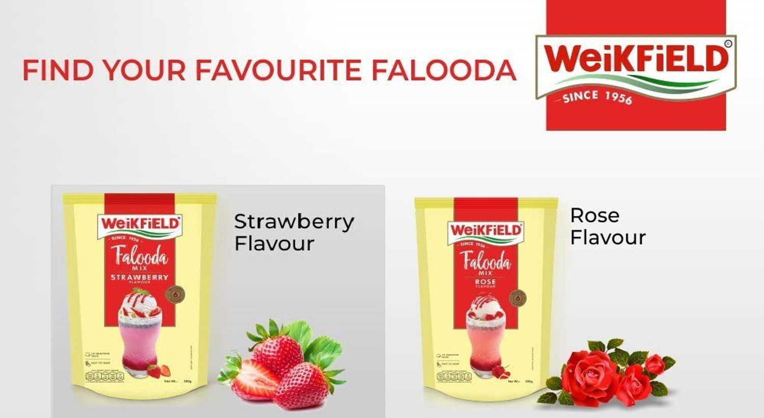 Image of WeiKFiELD FALOODA MIX STRAWBERRY AND ROSE FLAVOUR (2*200 GM) PACK OF 2 400 g