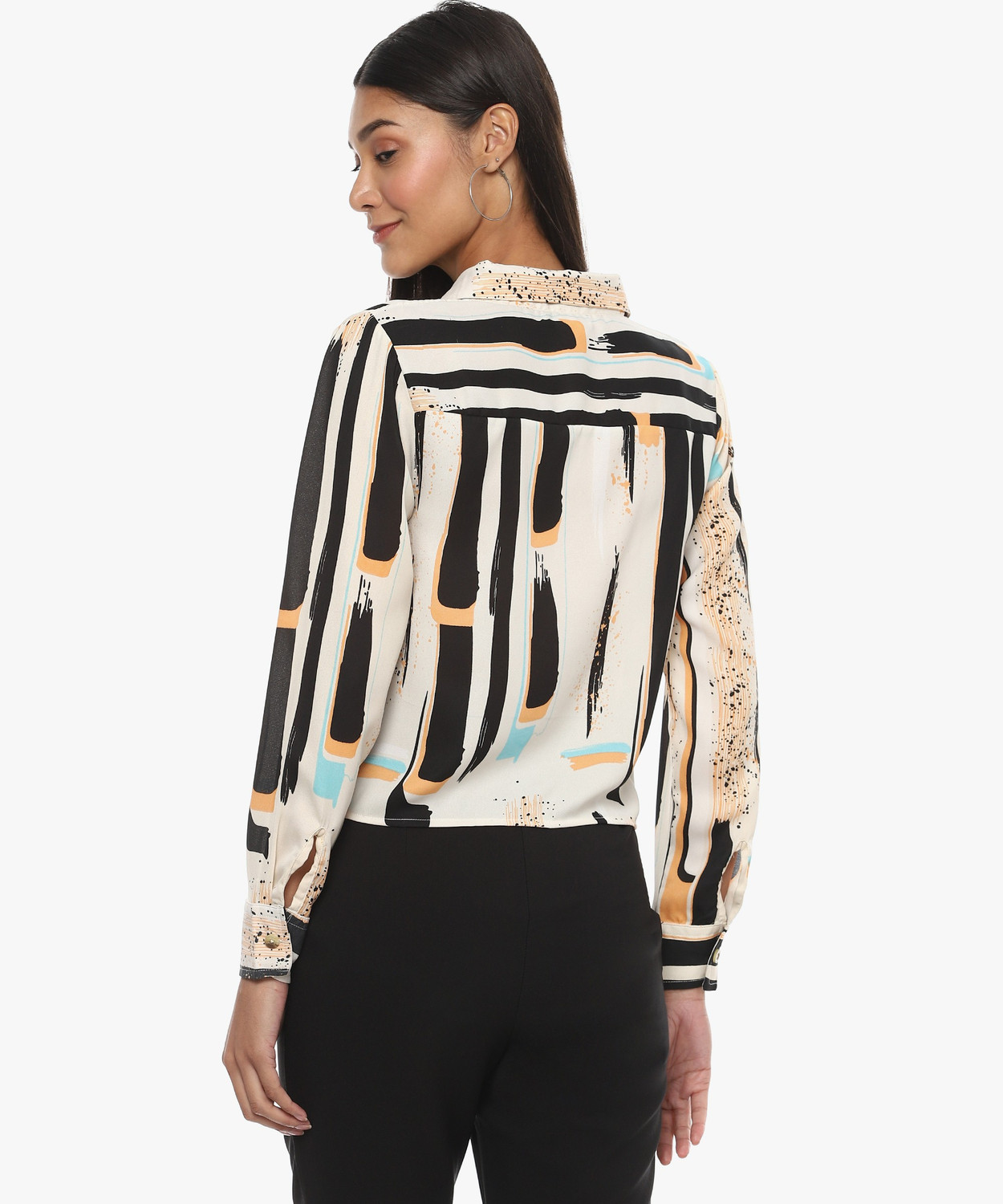 Image of PINACOLADA Women Regular Fit Striped Spread Collar Casual Shirt