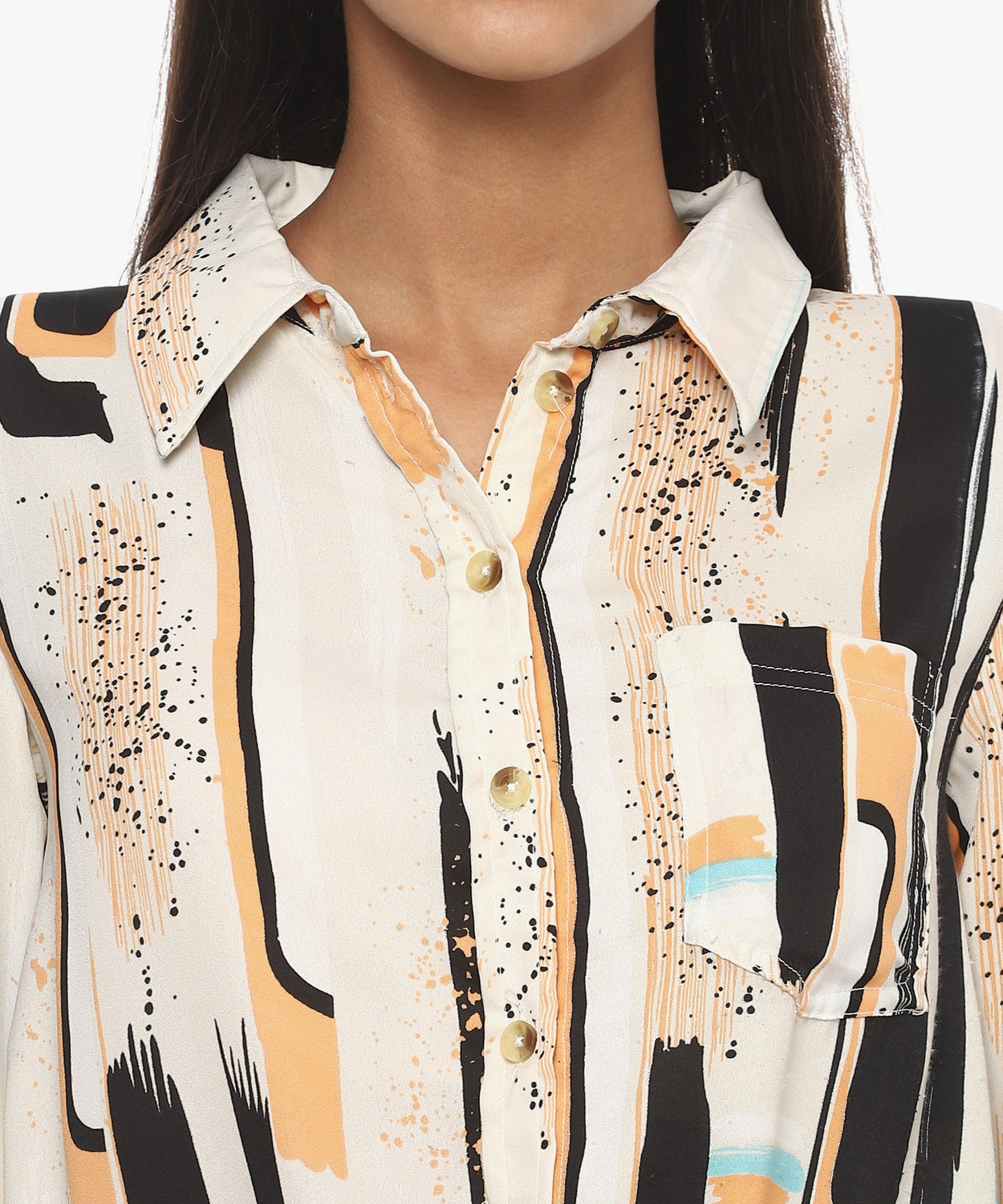 Image of PINACOLADA Women Regular Fit Striped Spread Collar Casual Shirt