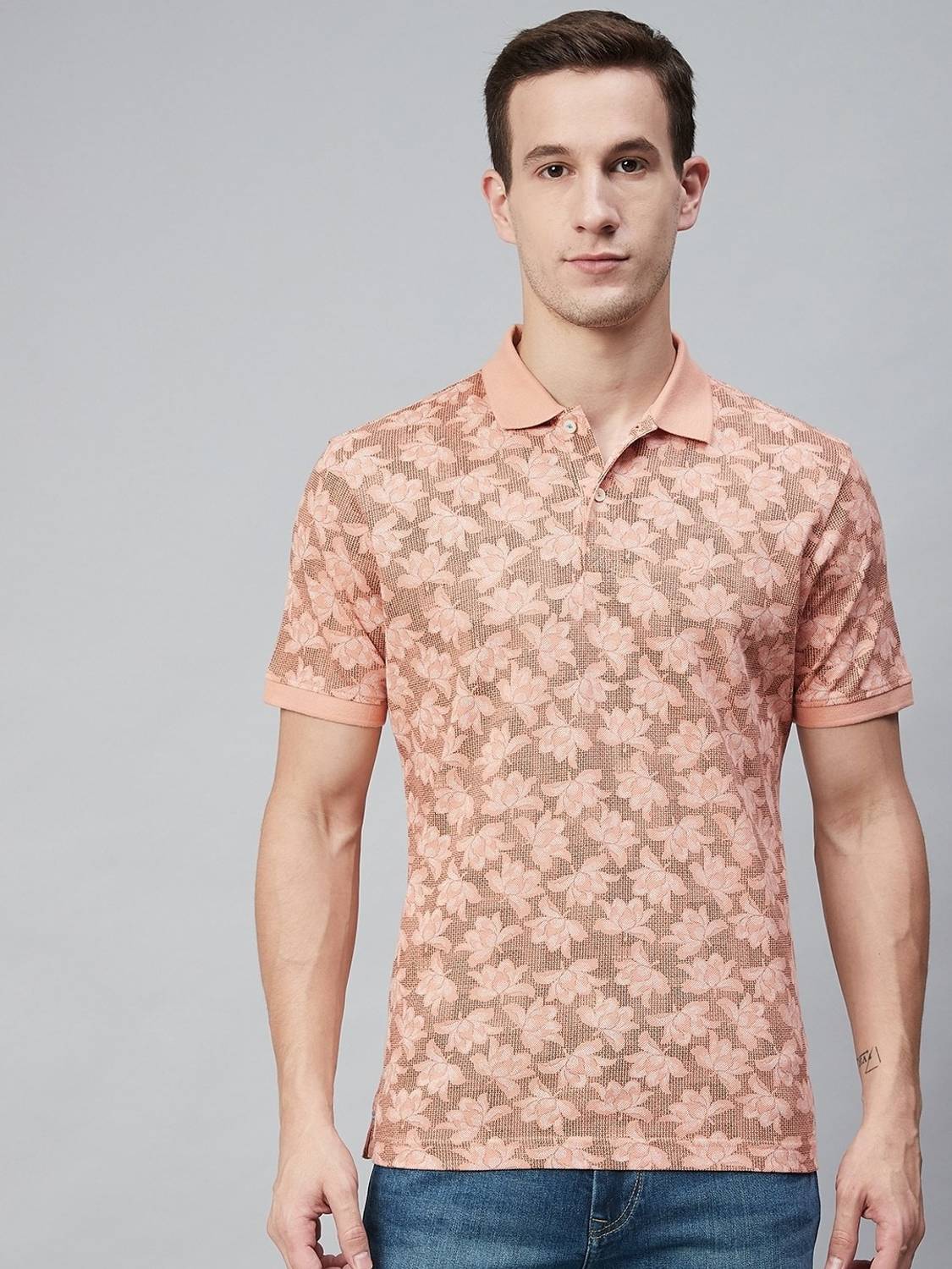 Blackberrys Solid Men Polo Neck Orange T-Shirt
